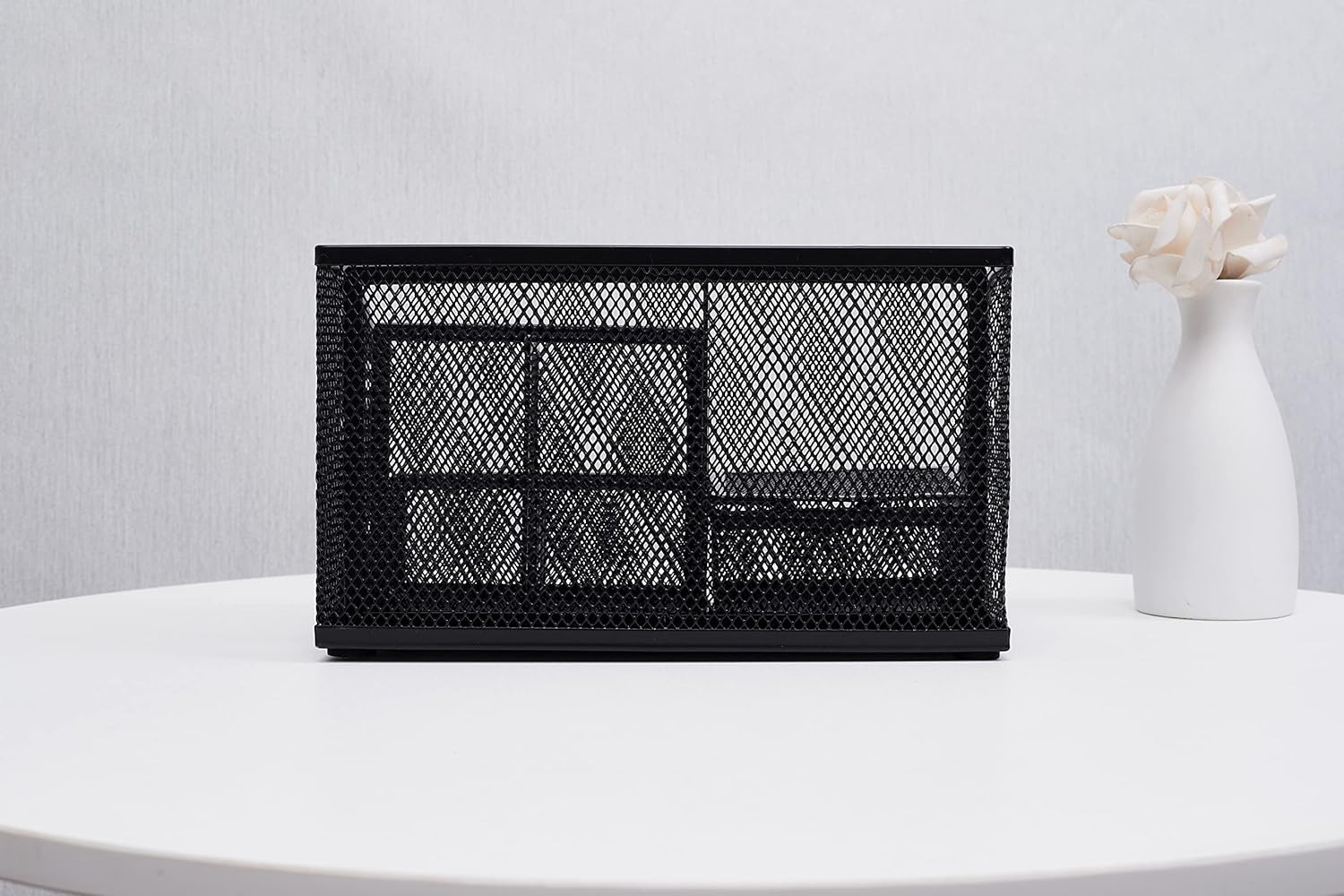 Annova Mesh Desk Organizer Office with 7 Compartments + Drawer/Desk Tidy Candy/Pen Holder/Multifunctional Organizer (Black)