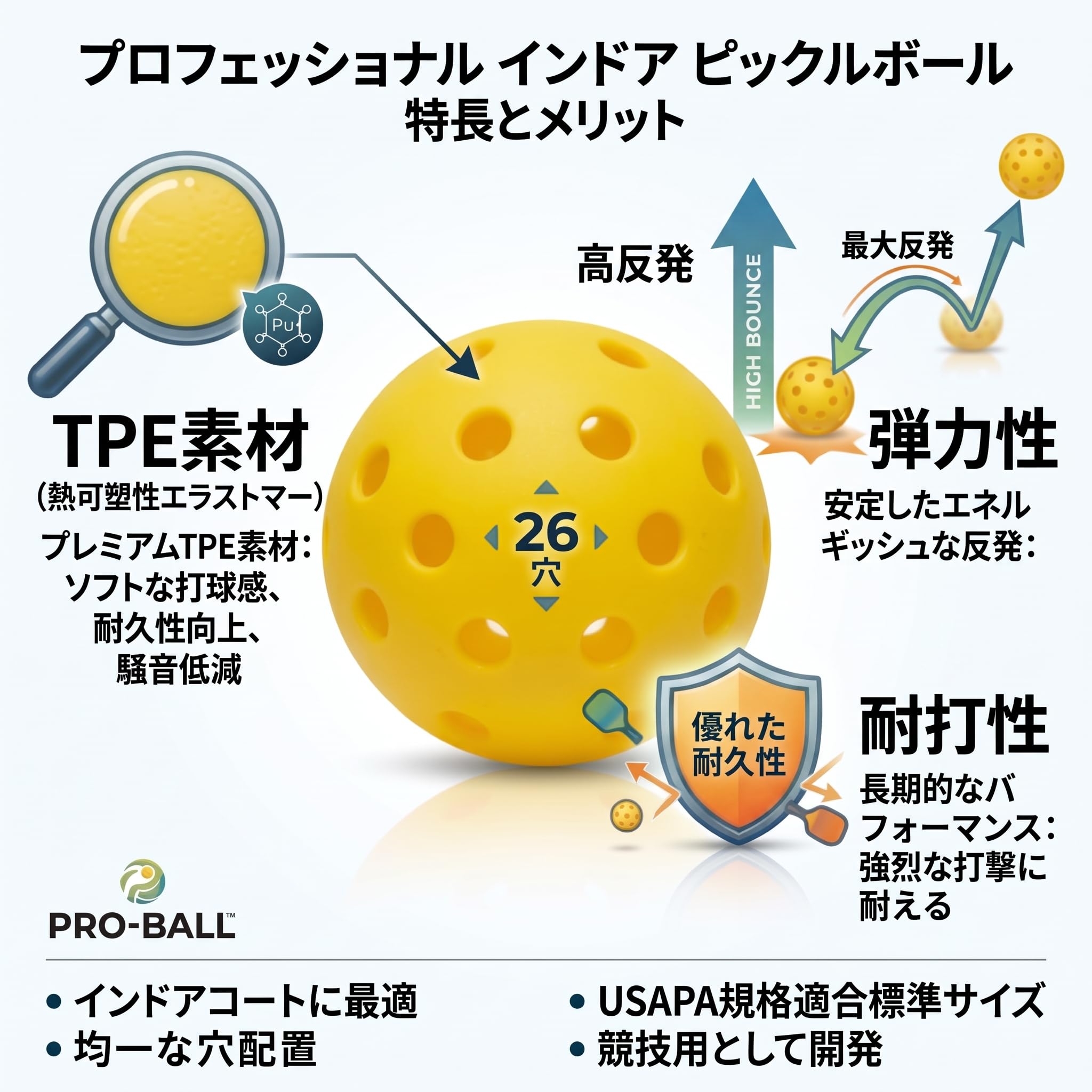 Amazon.co.jp: ピックルボール ボール 6個セット 国内検品 室内用