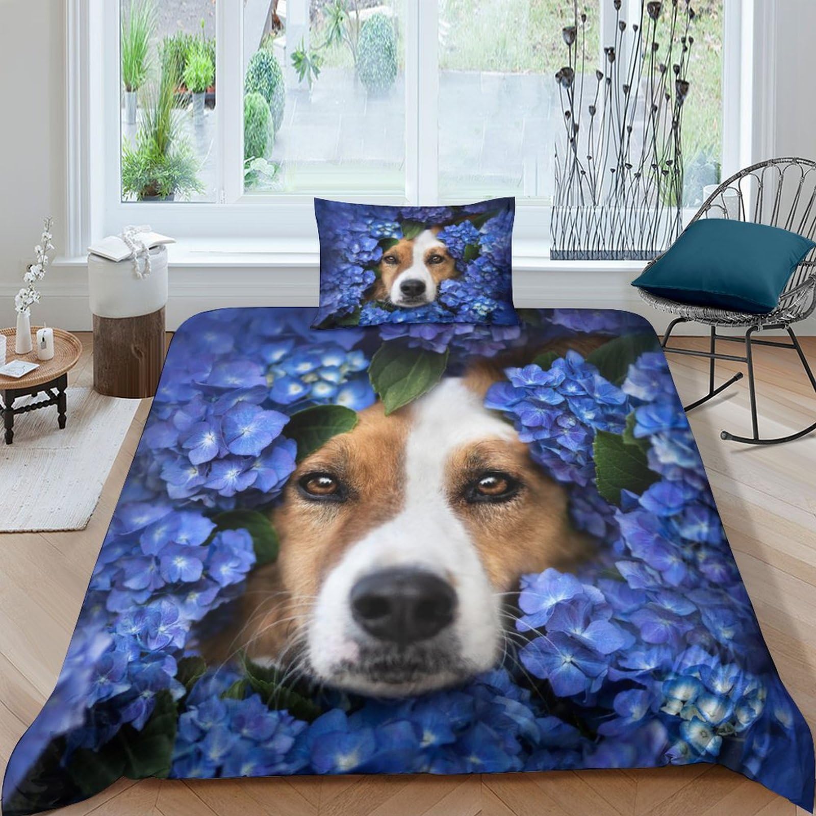 Parure de lit chien 3D housse de couette microfibre 135x200cm zip