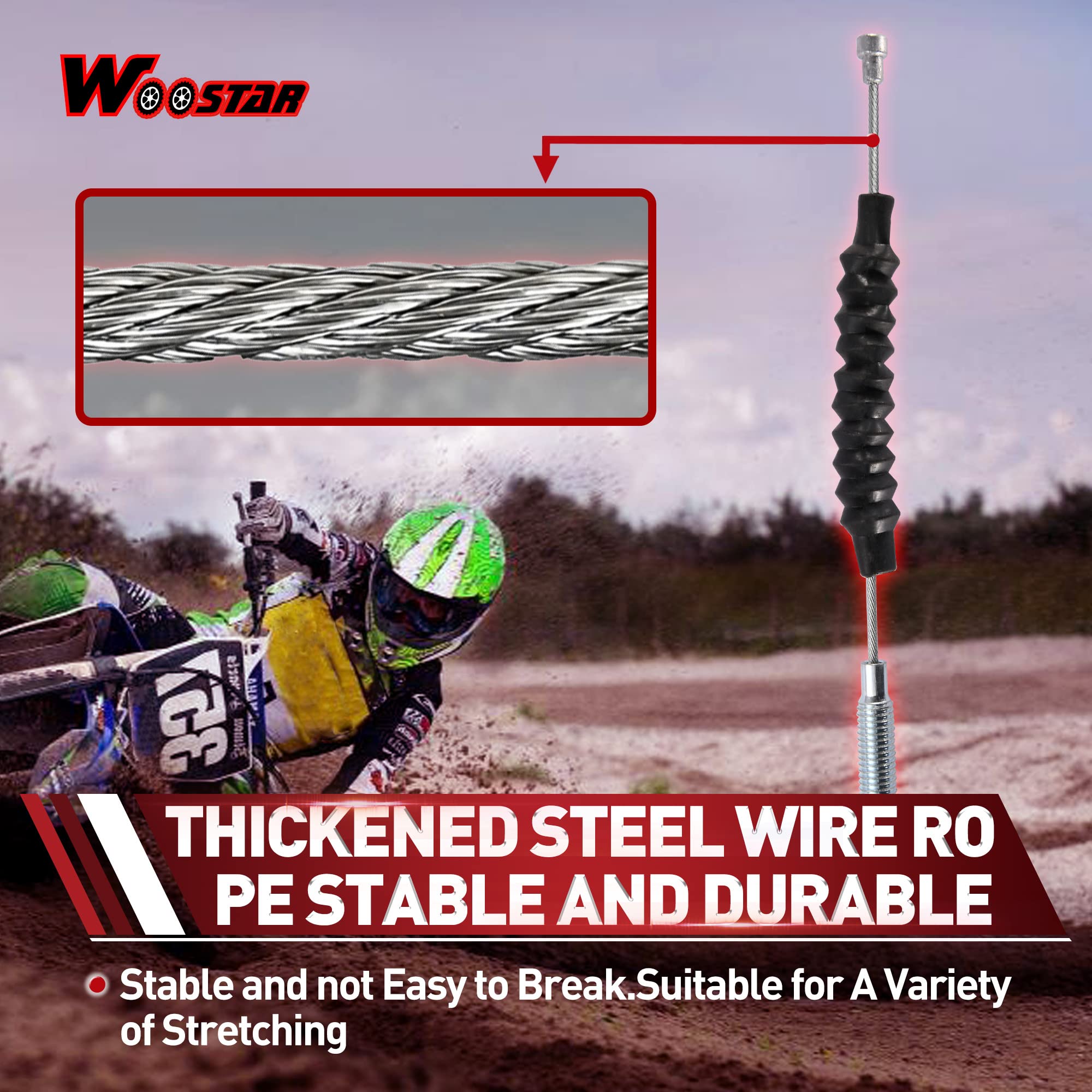 WOOSTAR 1285mm Cable Embrague con Ajustador Reemplazo para 200cc 250cc Dirt Pit Bike ATV 4 Wheeler Quad Dune Buggy Go Kart