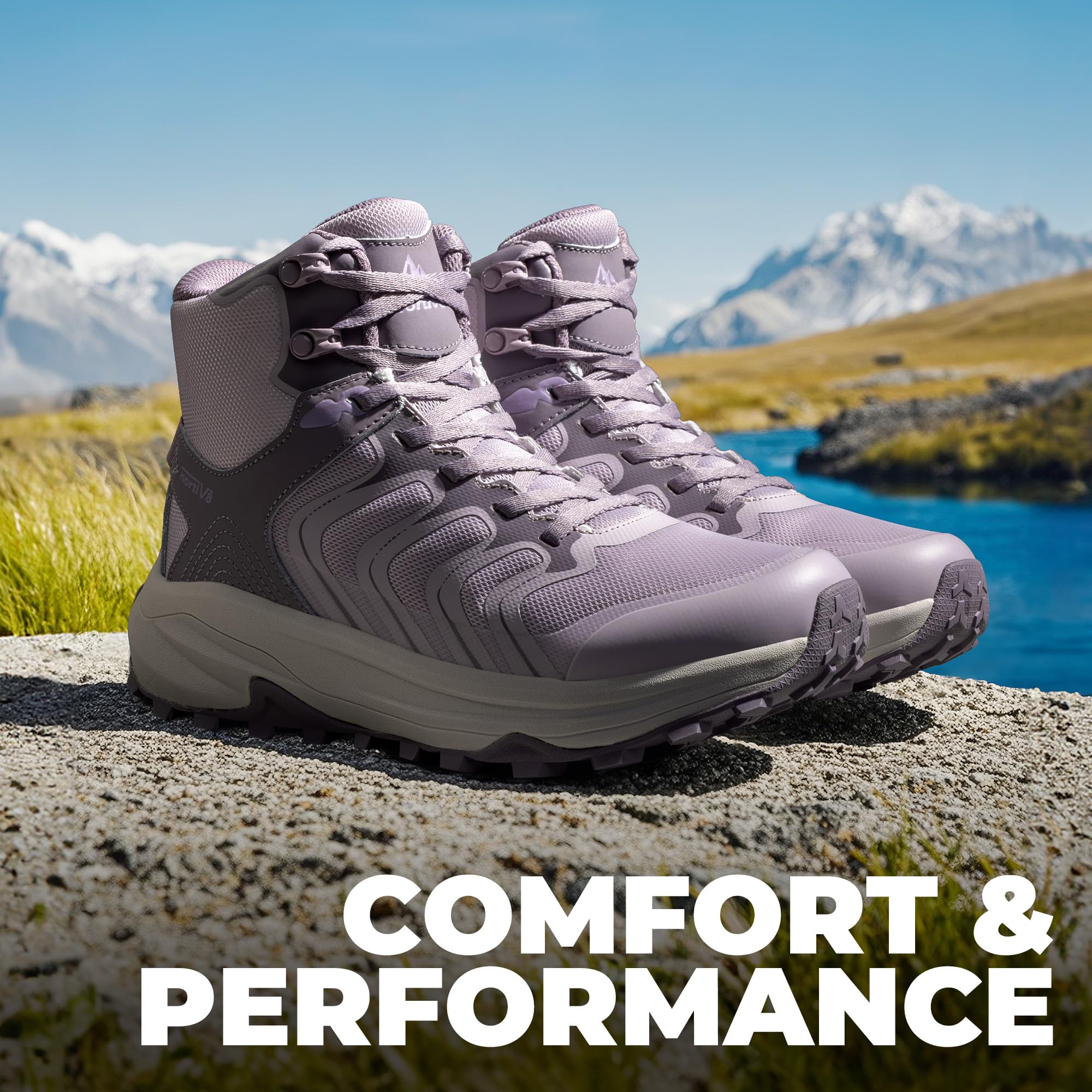 NORTIV 8 Femme Chaussures de randonnée imperméables | Respirantes antidérapantes Tige Haute Trekking Outdoor