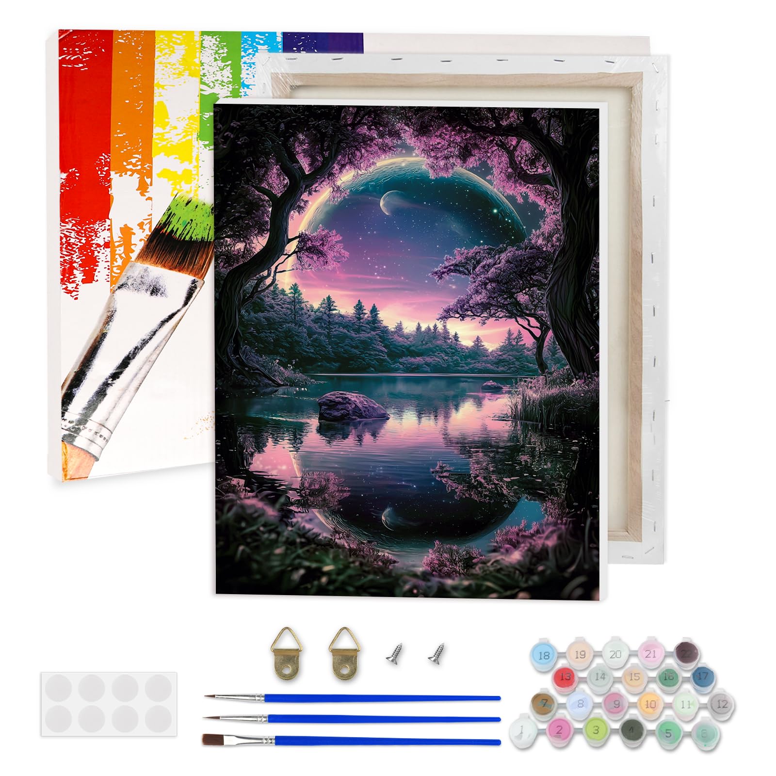 Peinture Par Numéro Adulte Chalet Au Bord Du Lac - Activité Manuelle Kit De Loisir Créatif Diy