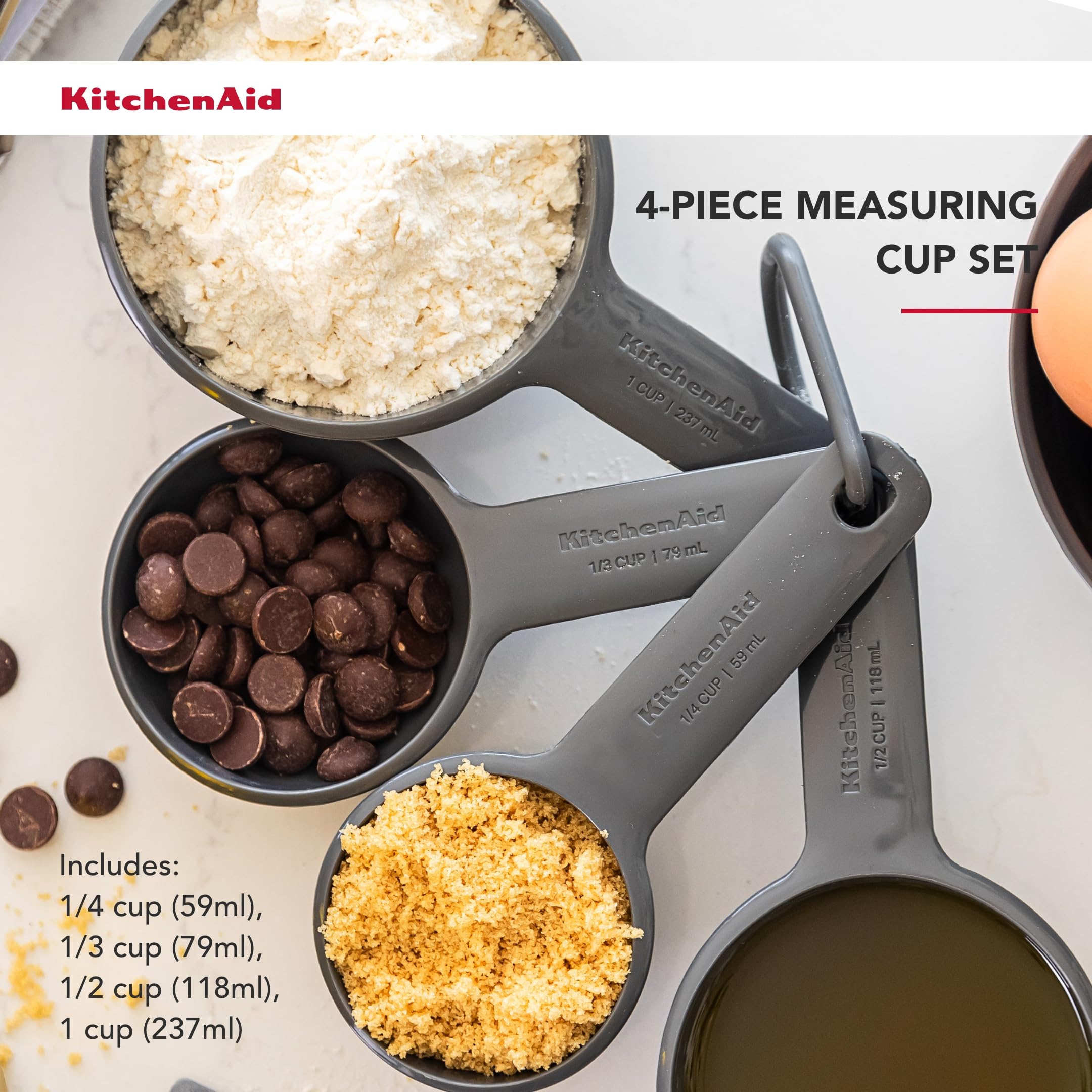 KitchenAid 4pc Measuring Cup Set - Charcoal Grey - Image 3