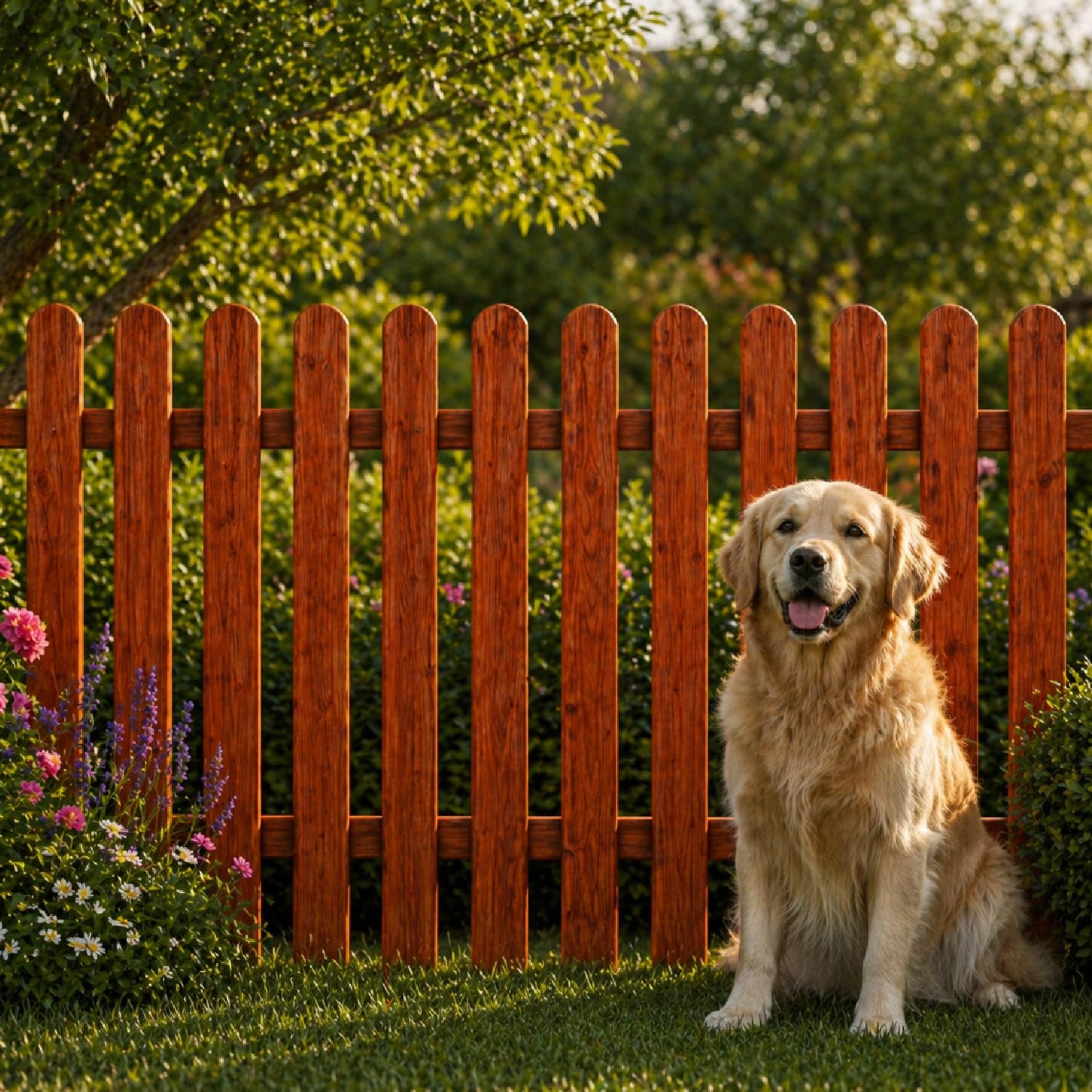 Staccionata In Legno Di Pino Per Giardino Orto E Recinzione Decorativa Con Doghe Arrotondate Barriera Esterna Resistente Alle Intemperie 200 x 80 Cm Legno Scuro