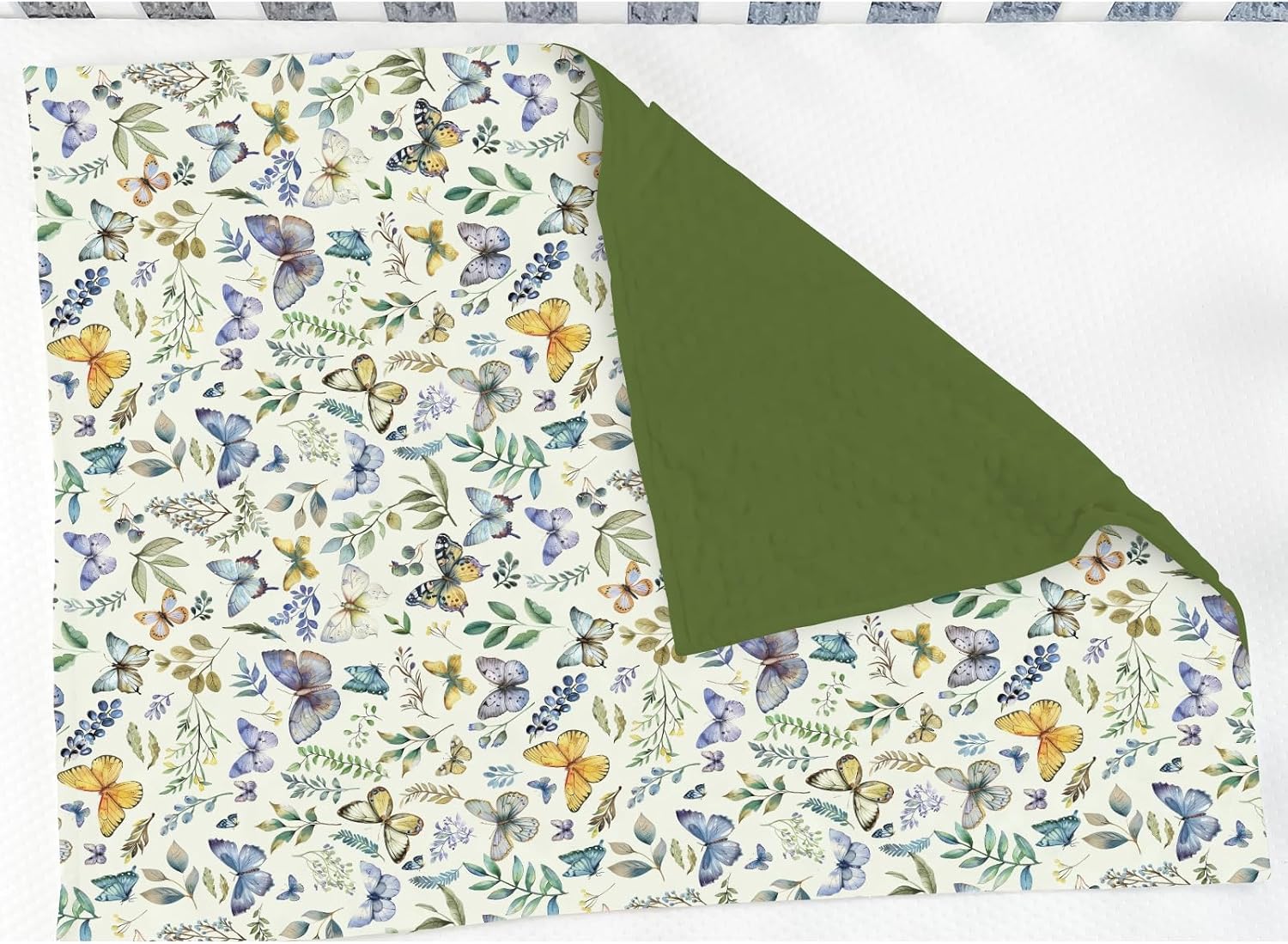 Watercolor Butterflies Leaves Baby Blankets for Girl Boy Vintage Butterflies Soft Mink Dotted Backing Double Layer Swaddle Receiving Blanket Boho Leaves Bed Throws for Newborn Toddler Crib 30x40 image 3