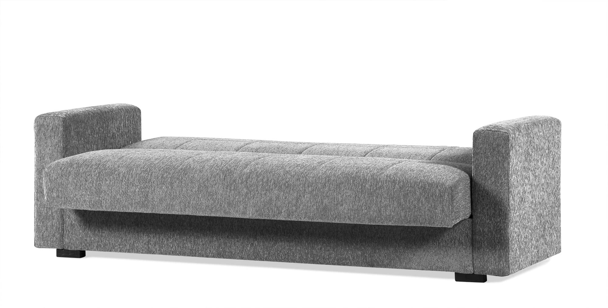 Arredo Stock Divano letto in tessuto grigio con cassettone contenitore e cuscini (3 posti)