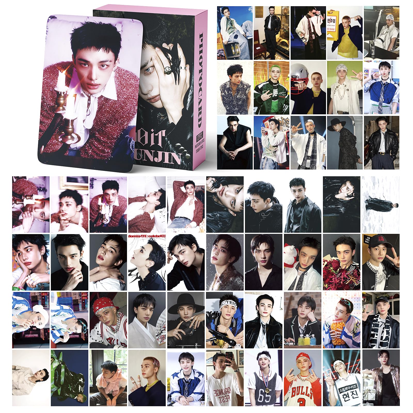 Fotocard dei Stray Kids 127 pezzi, set di foto per l'album DO IT, merchandise dei Stray Kids, 55 pezzi di fotocard e 72 pezzi di adesivi, regalo per STAY, set regalo per i Stray Kids (HYUNJIN)