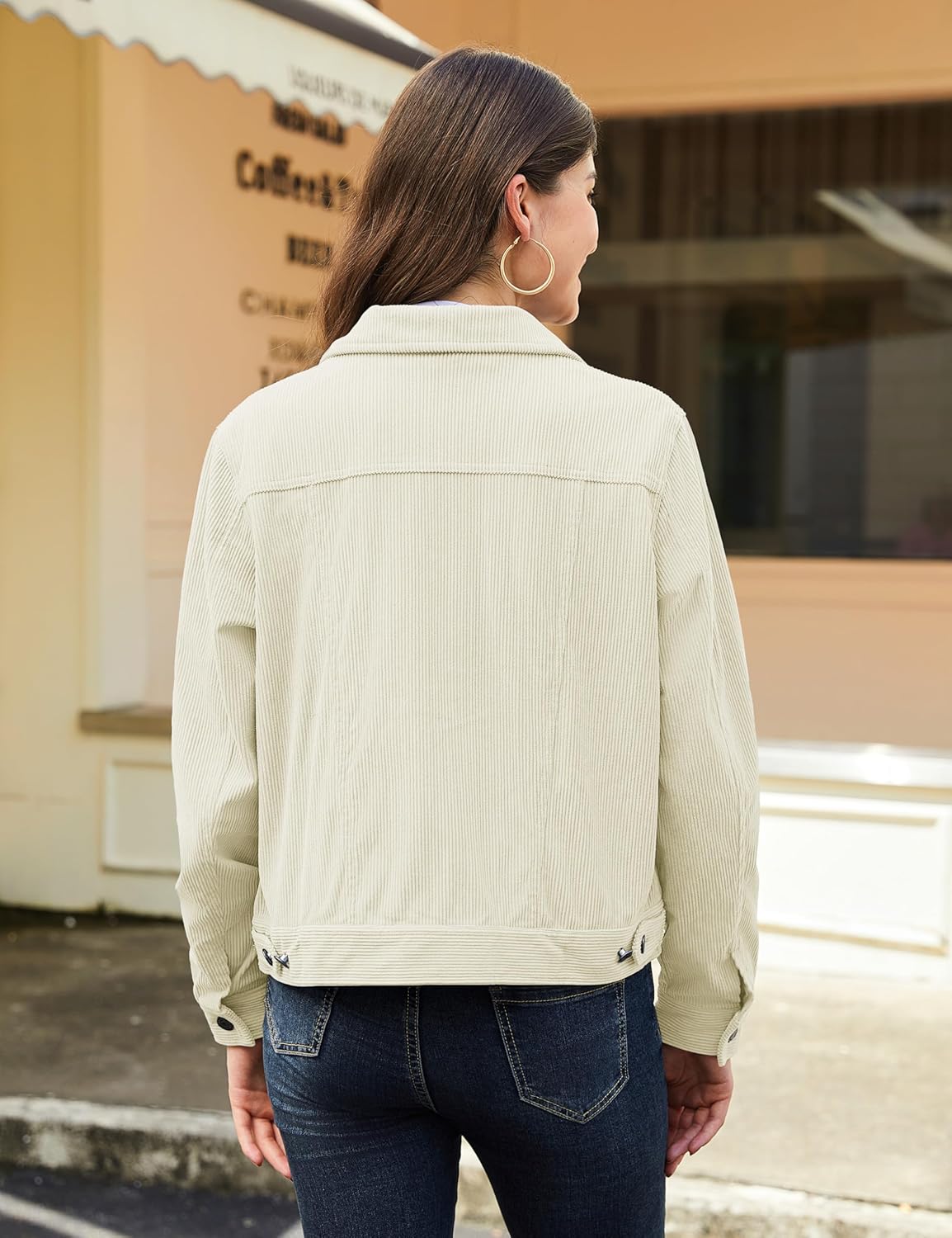 YUCOLEN Women's Corduroy Jacket Shacket - Trendy Cropped Button Down Coat Dressy Long Sleeve Shirts Casual Tops Outfits 2026 - Image 4