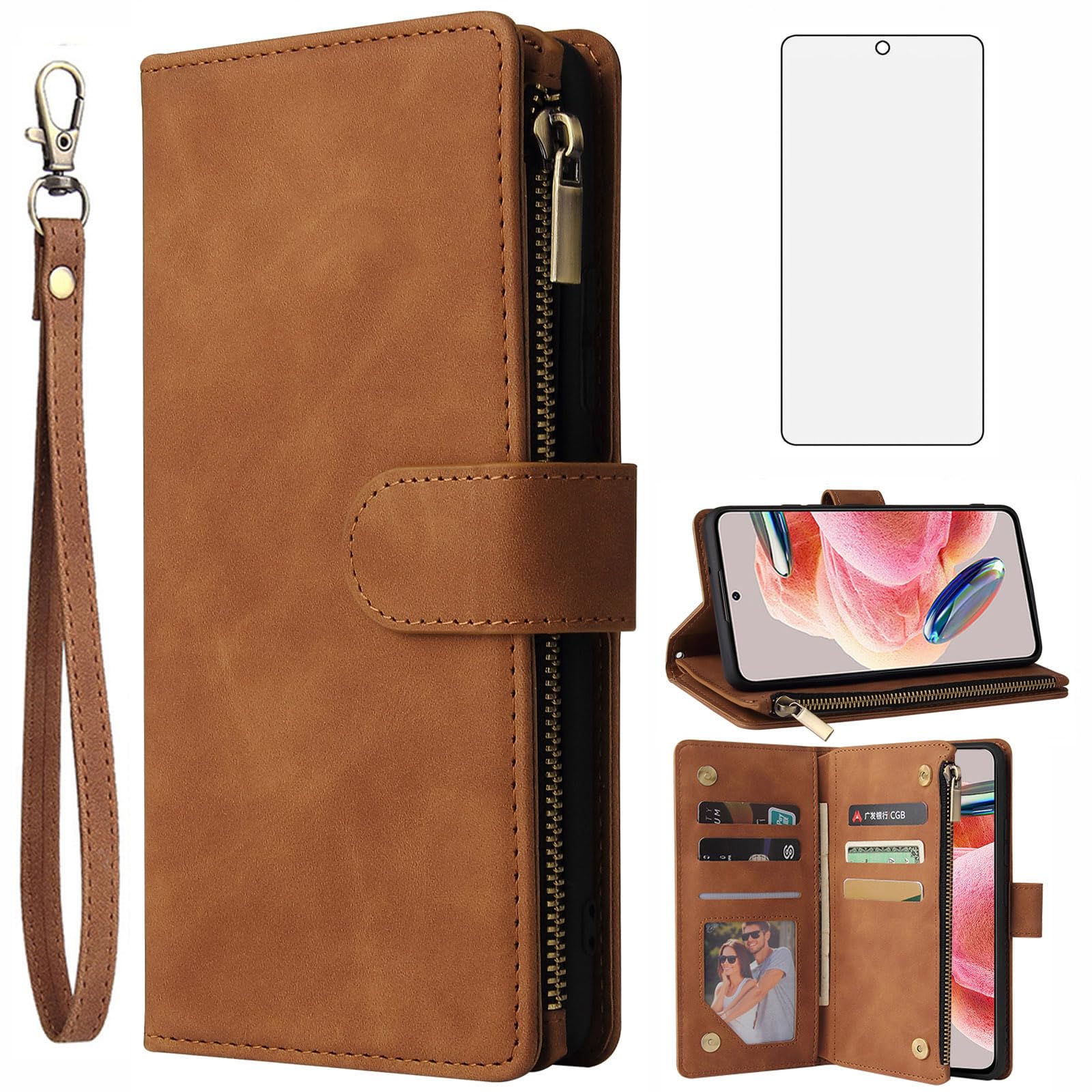 Étui Xiaomi Redmi Note 12 4G Asuwish en cuir avec protège-écran - 8