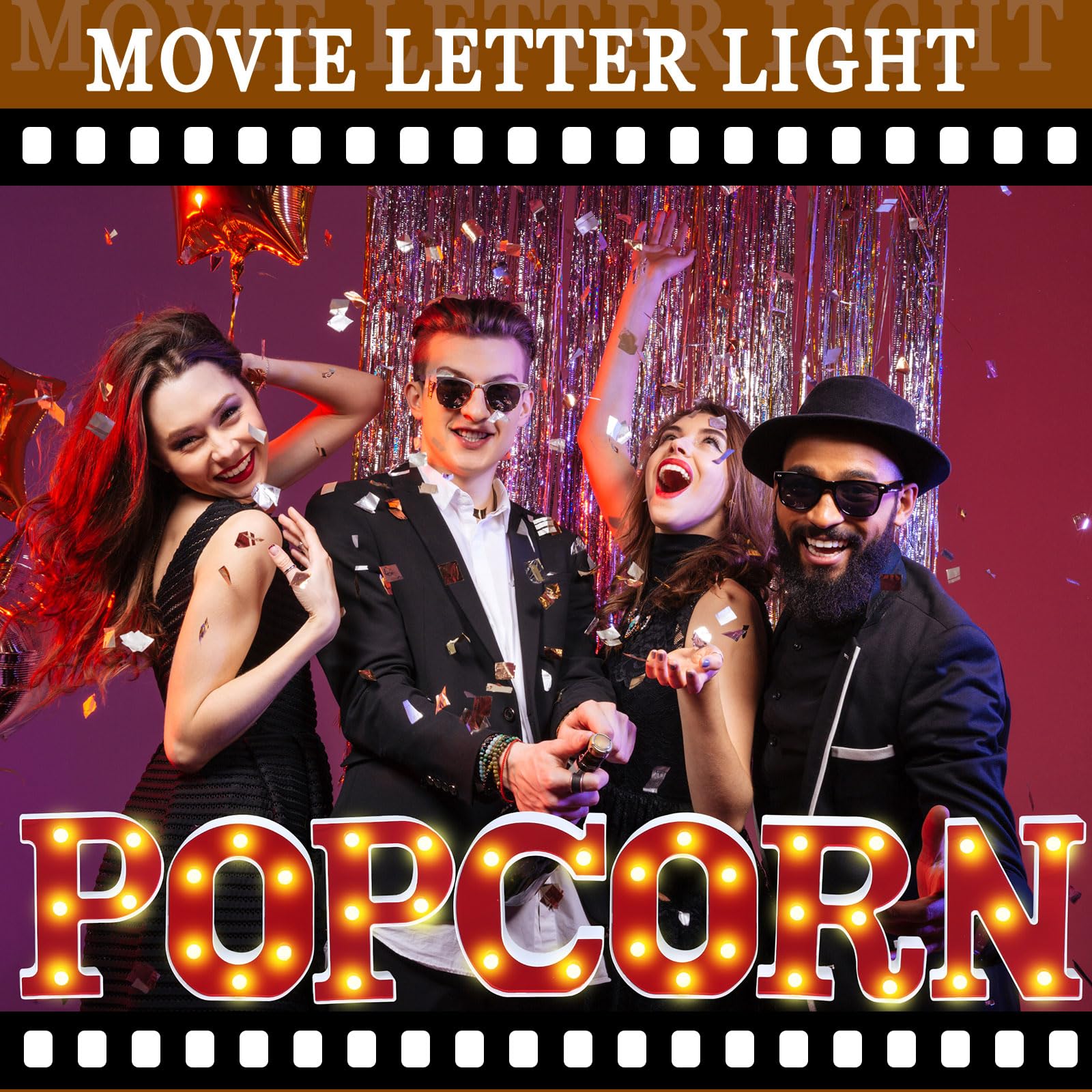 Aurelema Popcorn-Leuchtbuchstaben, Partydekoration, batteriebetrieben, Festzelt, beleuchtetes Schild, LED-Alphabet, Buchstabenlichter für Nachtparty, Tischdekoration, Zubehör