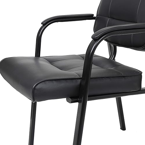 Miniatura 9 de JupiterForce Silla para invitados de oficina en casa, de piel regenerada, silla lateral ejecutiva, silla de recepción, asiento ergonómico con marco