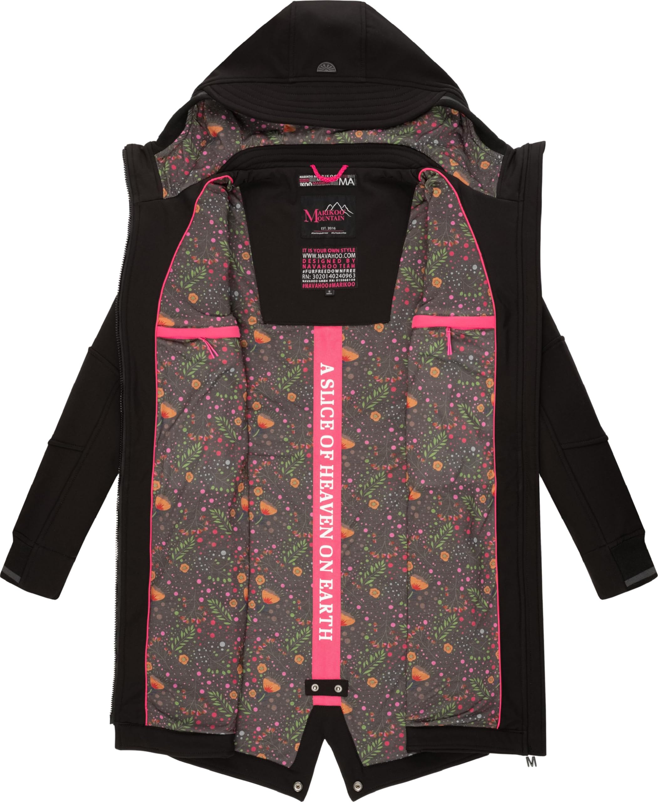 MARIKOO Damen Übergangsjacke Softshellmantel mit Kapuze Mount Furnica XS-3XL