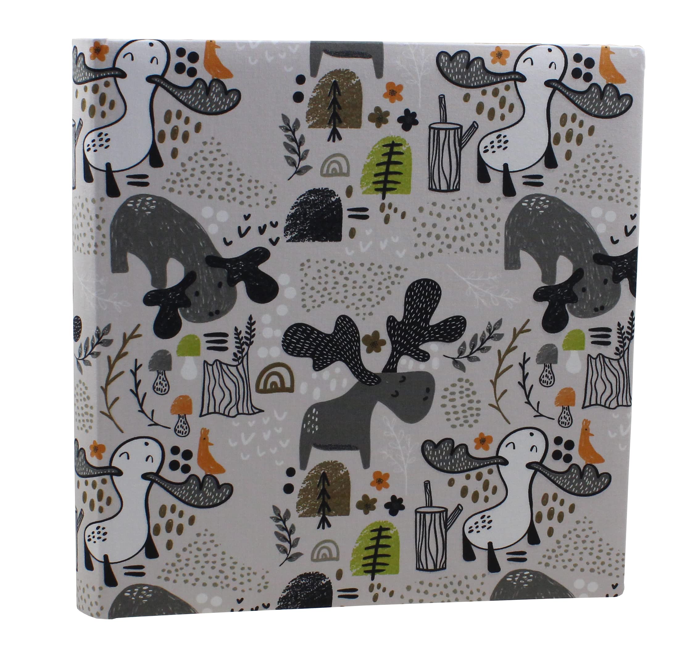 Álbum de fotos infantil con cubierta de tela de algodón gris, gran formato.