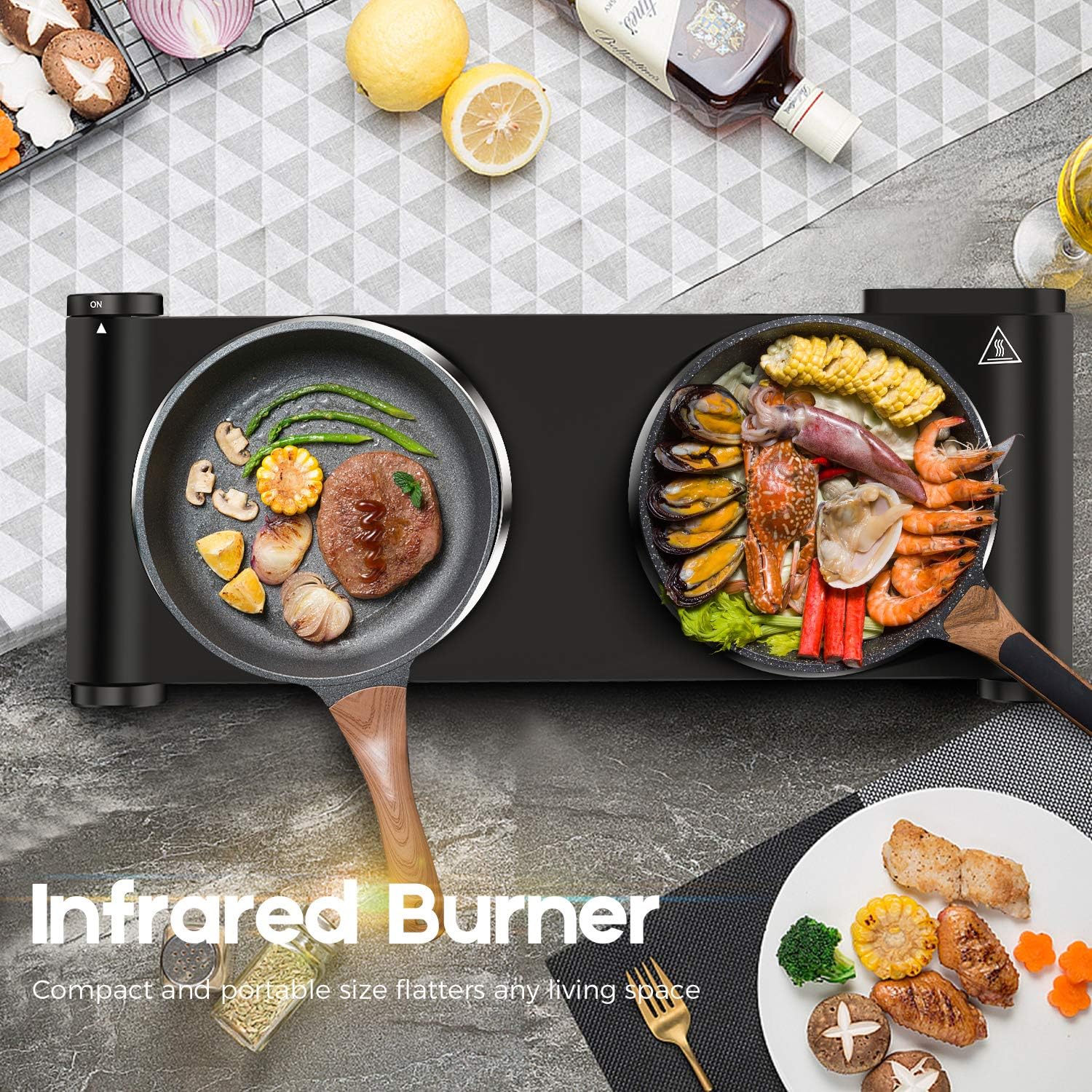 Cusimax Portable Electric Stove, 1800W Infrared Double Burner Heat-up In Seconds, 7 Inch Ceramic Glass Double Hot Plate Cooktop for Dorm Office Home Camp, Compatible w/All Cookware - Upgraded Version : Everything Else
