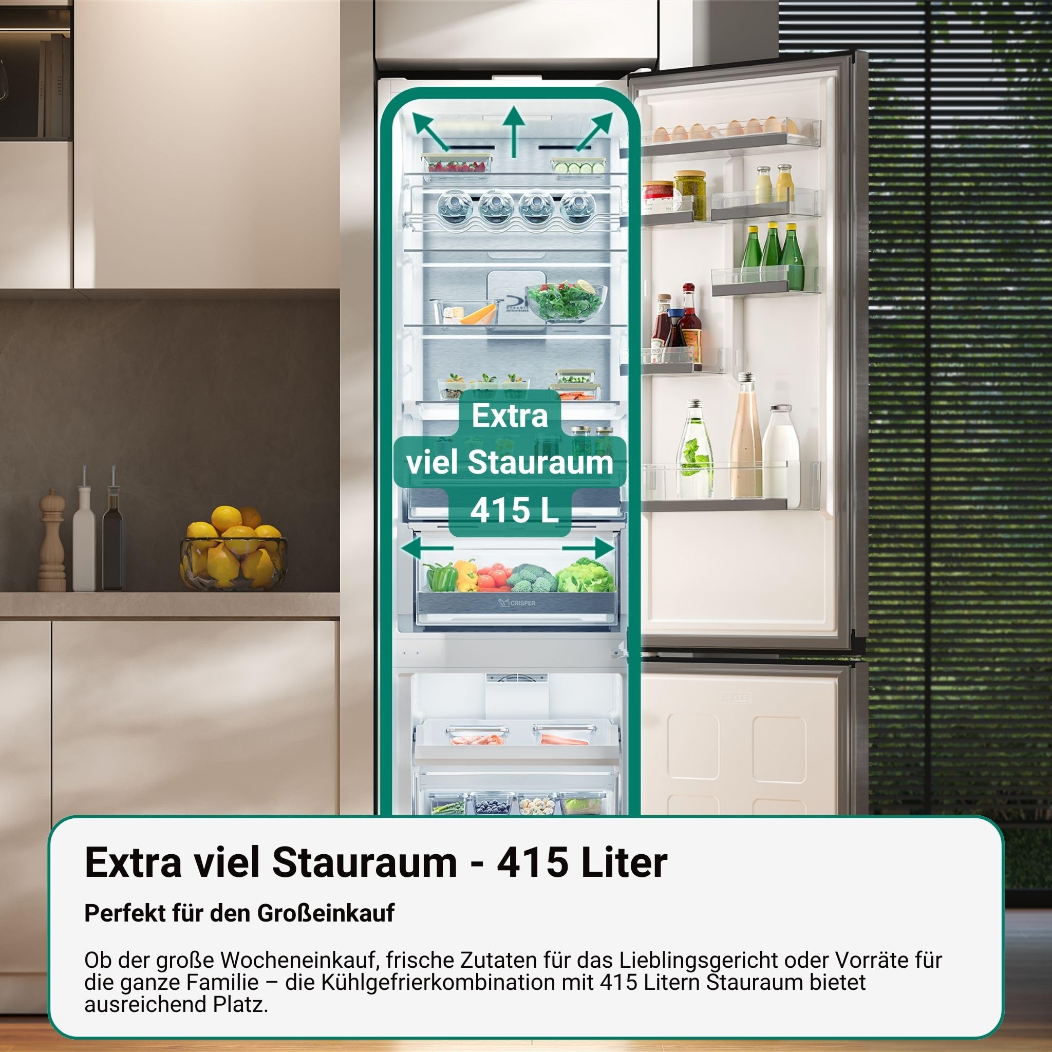 Bauknecht KGDNF 20CD IN Kühl-Gefrierkombination freistehend, 415 Liter, Dual Cool Total NoFrost, FreshShield, Smoothfit, Edelstahloptik