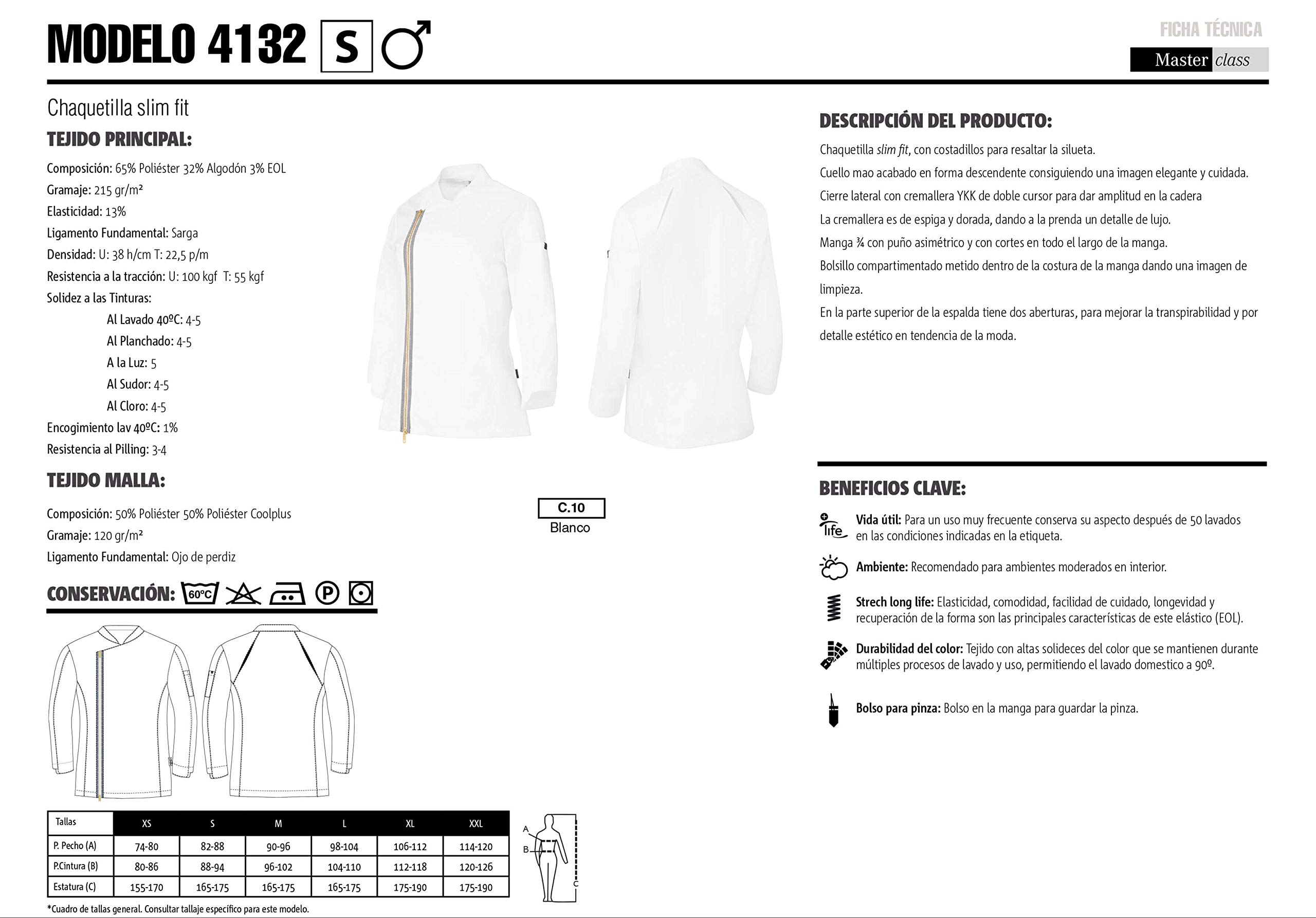 Chaquetilla Cocinera Mujer de Manga Larga con Cremallera. Ropa Cocina/Hostelería. Ref: 4132