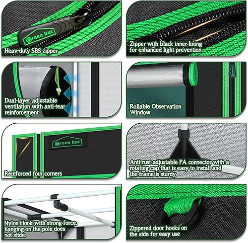 Miniatura 3 de Tienda de cultivo de 3 x 3, tienda de cultivo de 36 x 36 x 72 pulgadas con ventana de observación y bandeja de suelo para plantas hidropónicas de