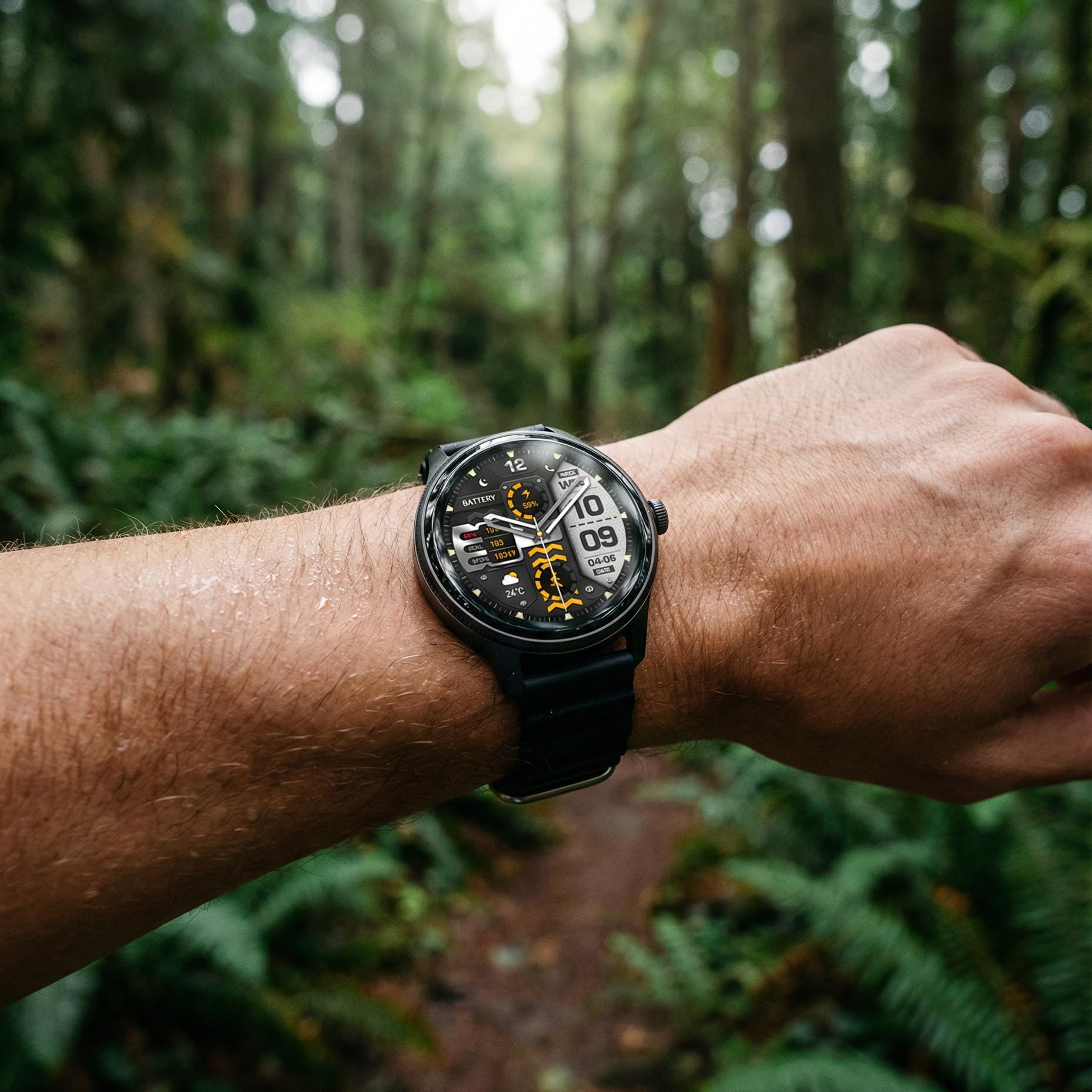 oraimo Montre Connectée Écran AMOLED 1,43 Pouce Appels Bluetooth 5.3 Batterie 11 Jours Suivi Rythme Cardiaque SpO2 Étanche IP68 Mode Sport Homme Femme Notification Android 6.0 iOS 11 Noir