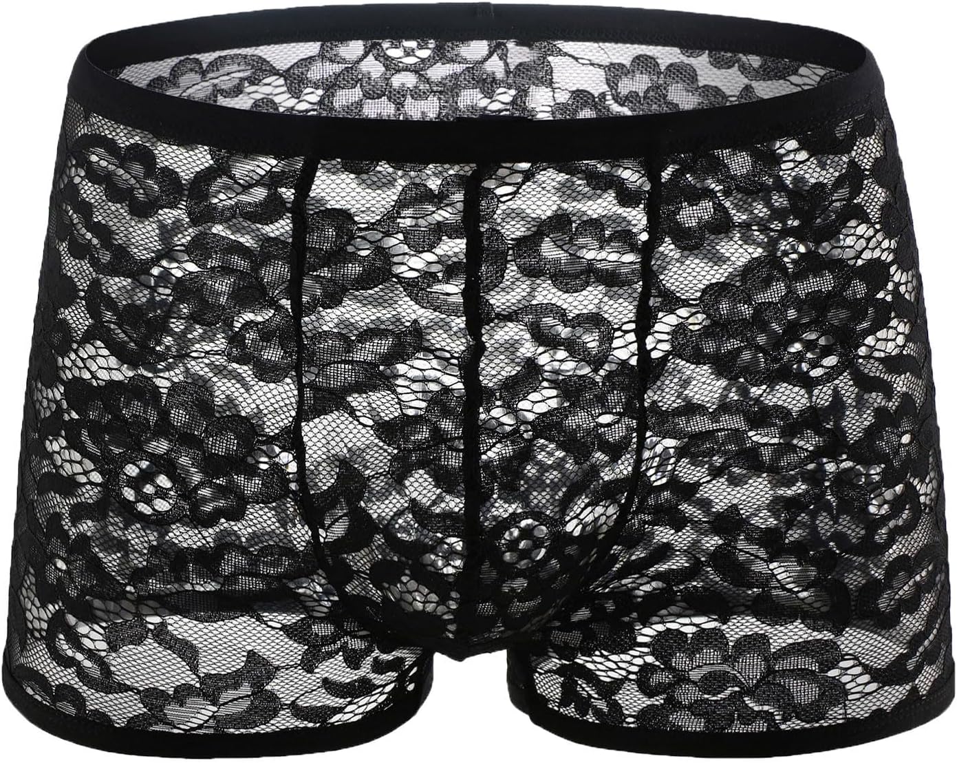 Men's Floral Lace Boxer Briefs Sheer Pouch Trunks Underwear