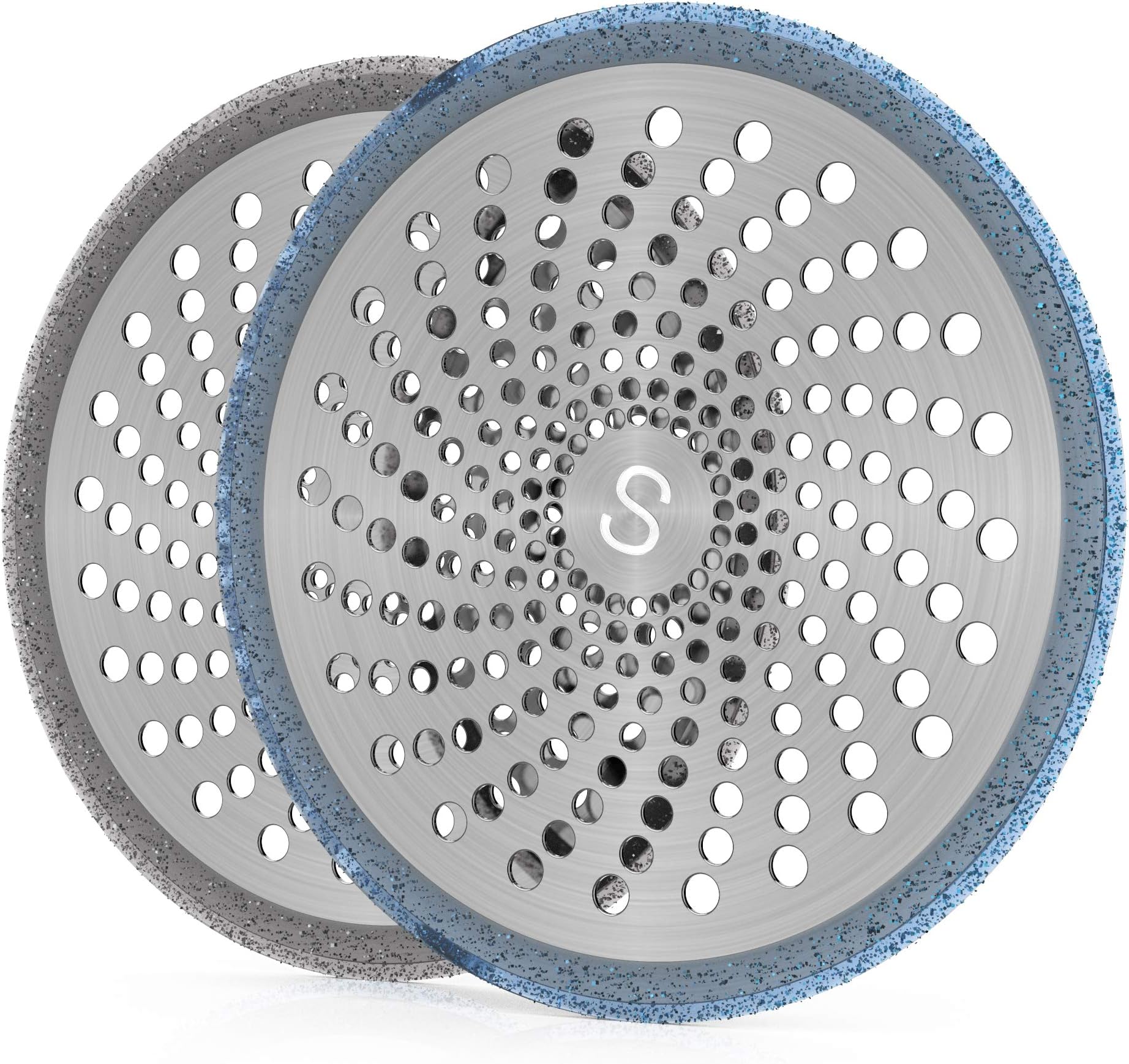 STAN BOUTIQUE Shower Hair Drain Trap | Catcher Stall Protector Strainer Flat Cover Stopper for Bathrooms Stainless Steel and Silicone for Easy Cleaning - 2 Pack