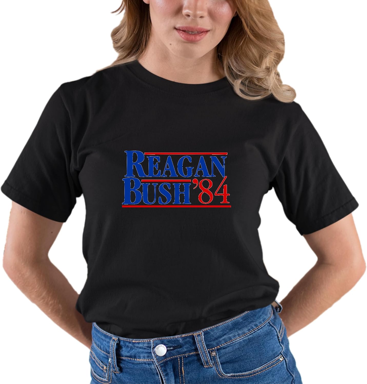 Go All Out Adult Reagan Bush 1984 Republican Campaign T-Shirt - Image 5