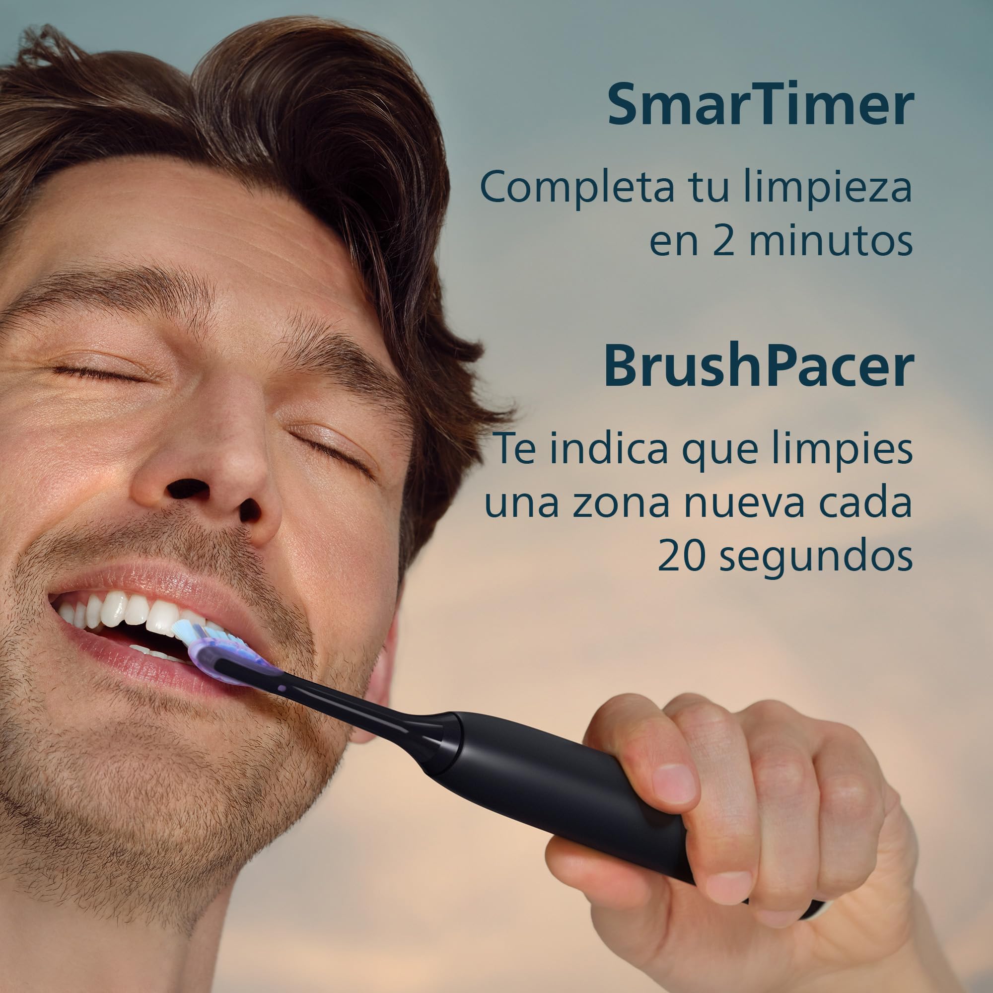 Philips Sonicare 7100 cepillo dental eléctrico, sónico con 4 modos de cepillado y 3 niveles de intensidad, EasyStart, negro, paquete de 2, modelo HX7429/03 [Nueva Tecnología]