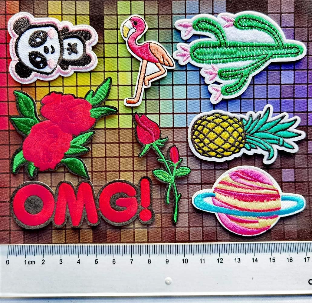 48pcs/1 Box Random Assorted Styles Sewing on/Iron on Embroidered Patches Clothes Dress Hat Pants Shoes Curtain Sewing Decorating DIY Craft Embarrassment Applique Patches(Assorted 48pcs)