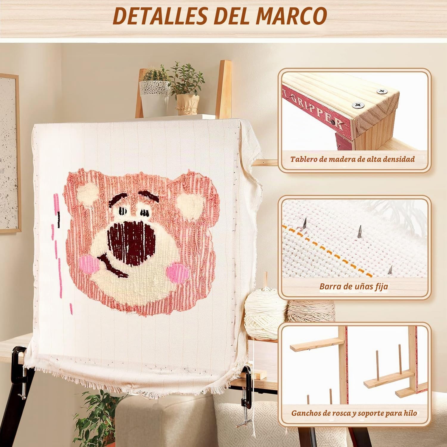 BESGEER 29,5" x 29,5" Marco de Tapiz y Tufting para la Fabricación de Alfombras