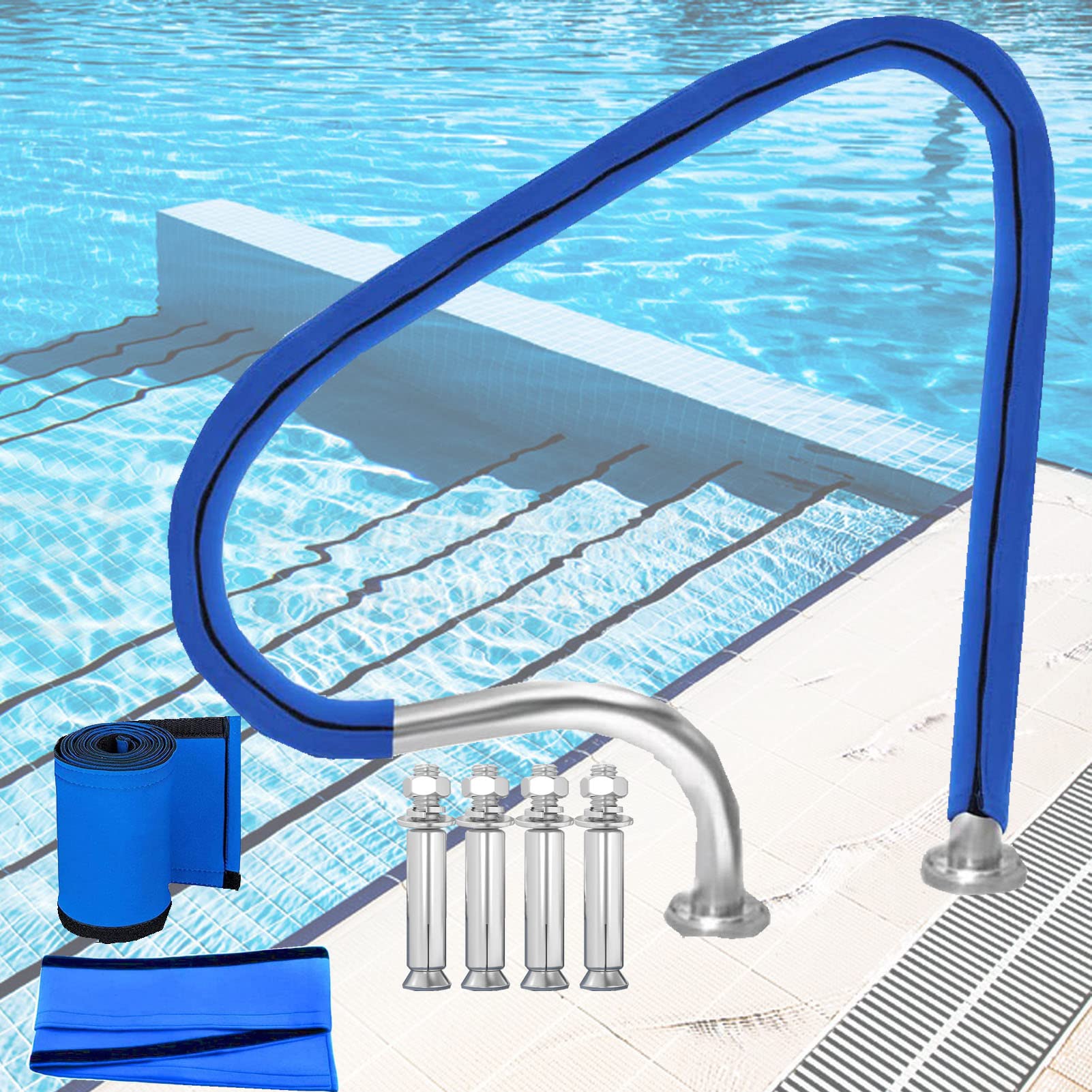 Main courante de piscine antidérapante à haute capacité de charge 113 kg avec vis