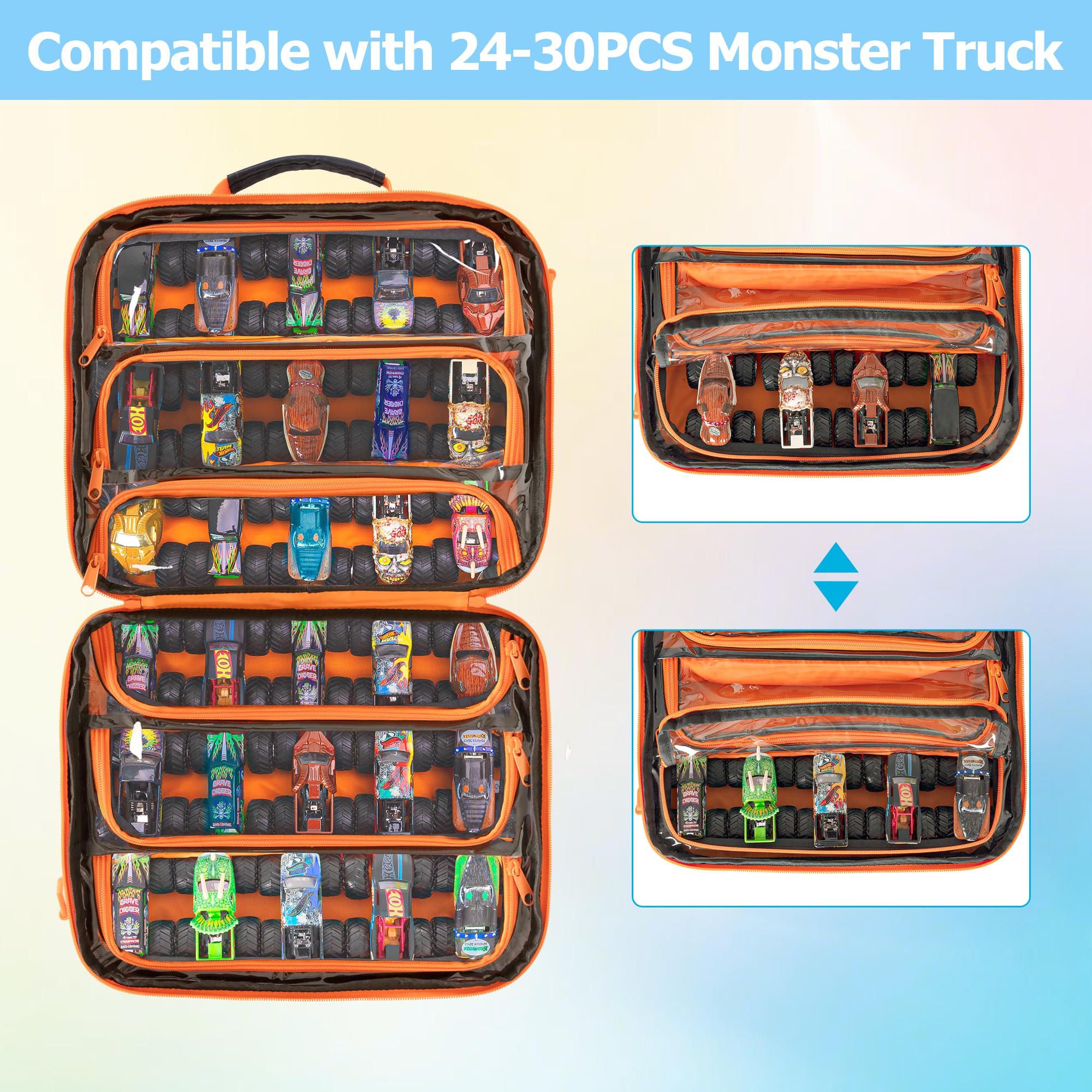 LoDrid Toy Cars Carrying Case Compatible with Hot Wheels Monster Trucks up to 30 - Image 2