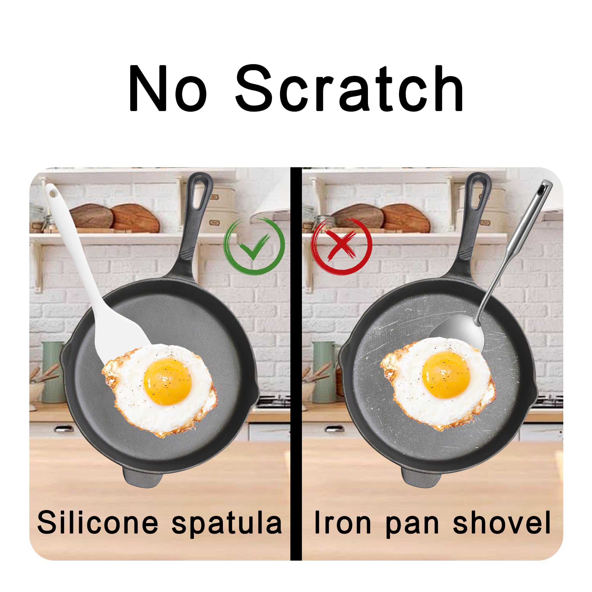 2 mini espátulas de silicona, espátula ranurada de silicona antiadherente, resistente al calor, para cocinar, color blanco