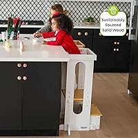 Vista 3 de Little Partners Torre Plegable para Niños Pequeños, Torre de Aprendizaje Explore 'N Store Montessori Torre de Cocina de Pie con Plataforma