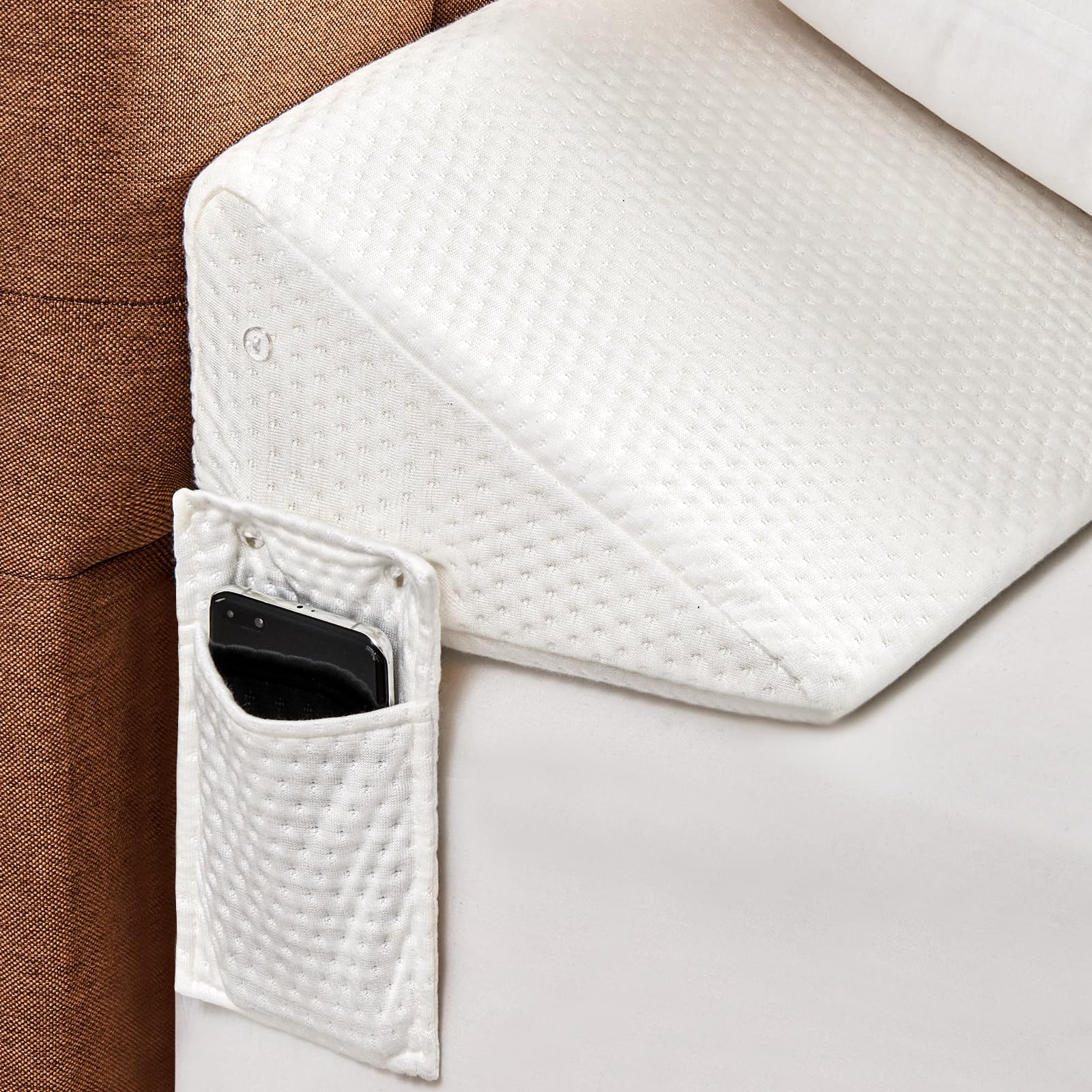 AmoveoQueen (60"x10"x6") Bed Wedge Pillow for Headboard, Bed Gap Filler(0-8"), Wedge Pillow for Headboard Gap, Fill Gap Between Mattress and Headboard (White)