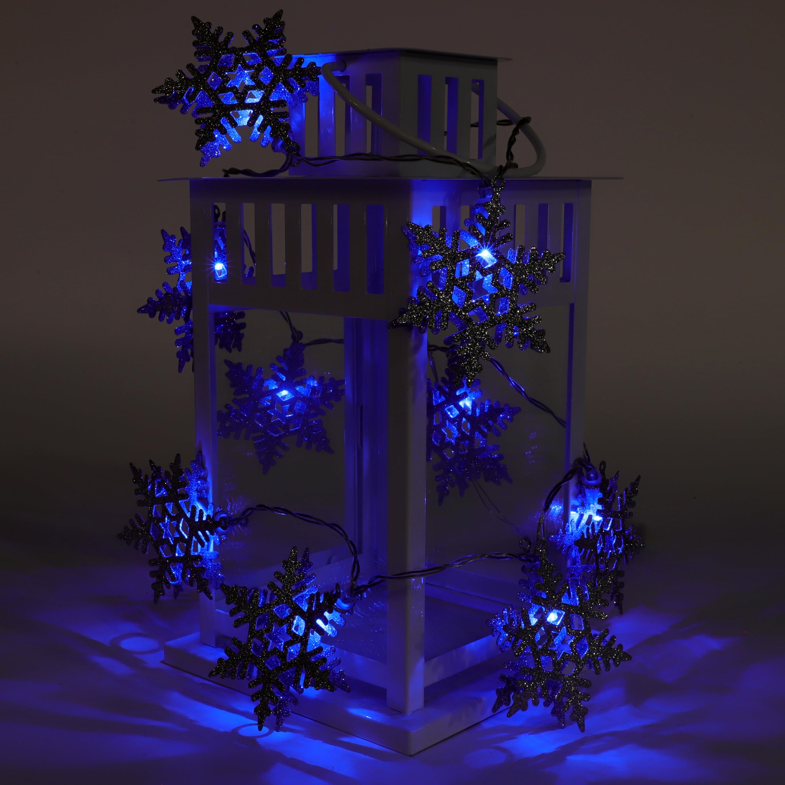 Christmas Concepts Blue Christmas Concepts® 4Ft 5" (1.4M) 10 Battery Operated Glittery Silver Snowflake Led Fairy Lights - Indoor String Lights