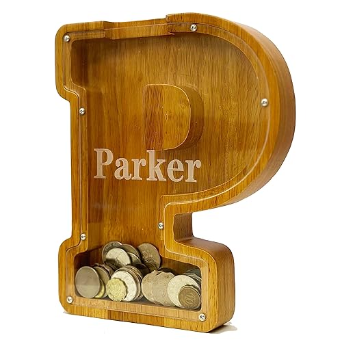 Vista 29 de Personalized Wooden Alphabet Piggy Bank-Kids Piggy Bank-Boys Girls Piggy Bank-Coin Piggy Bank-Bank-Can be Used as Christmas-Birthday Gift-Kids Gift