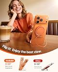 andobil [2026 Ultra-Thin] Magnetic Phone Grip for MagSafe [360° Rotate] Magnetic Cell Phone Ring Holder & Kickstand for MagSafe Accessories & iPhone 17 Air 16 Pro Max Plus 15 14 13 12, Orange