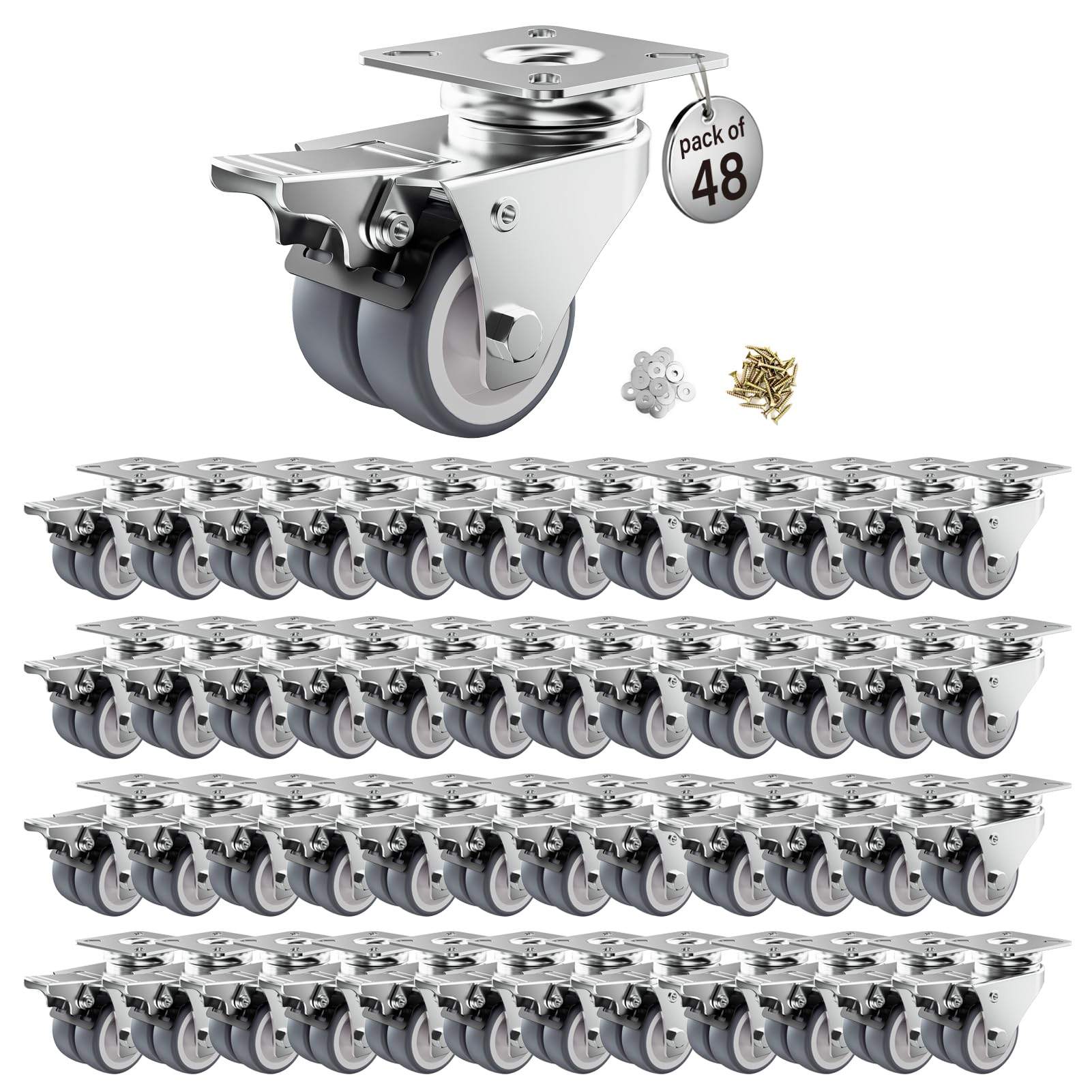 Heavy Duty Caster Wheels with Brake - 2 Inch -17