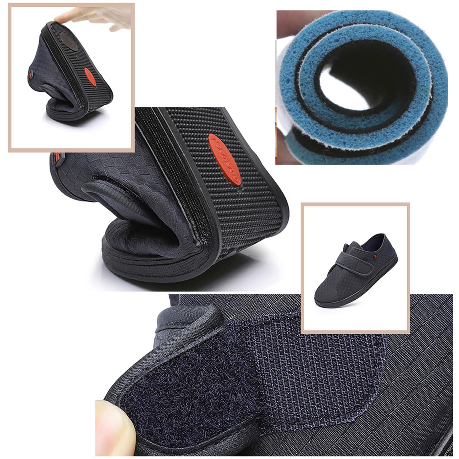 Genérico Cálidos Zapatos para Diabéticos Hombre mujer Invierno Forro de Peluche Ancho Zapatillas Antideslizantes Ortopédicas 37-47 EU