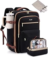 LOVEVOOK Handgepäck Rucksack Flugzeug, 40L Groß Reiserucksack Damen Herren Travel Backpack für 17,3 Zoll Laptop, TSA Freundlich Handgepäck Tasche Carry On Luggage für Reise Arbeit Weekender, Schwarz
