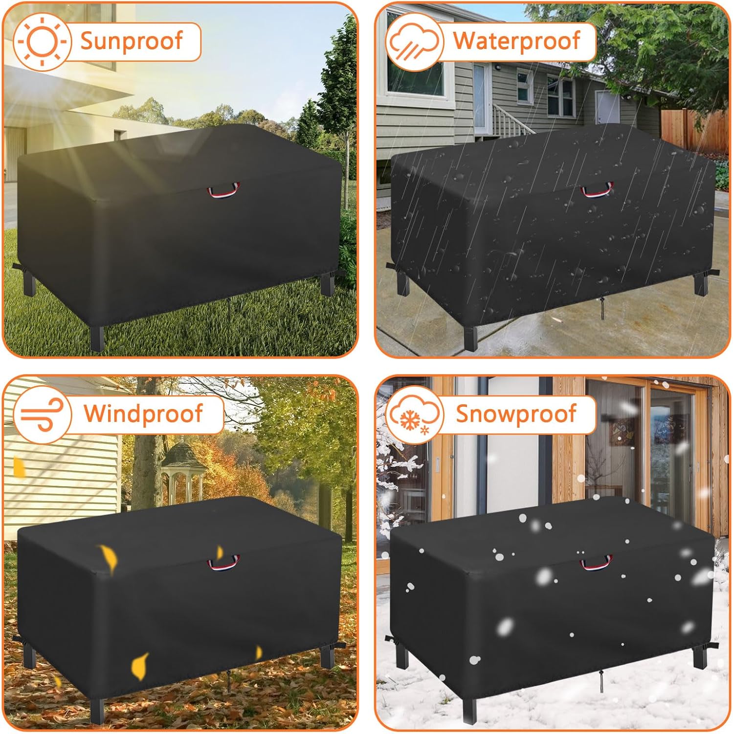 Patio Table Cover, 70 Inch Outdoor Dining Table Cover, Waterproof Protective Covers Patio Rectangular Furniture Covers - 70x33x28 Inch