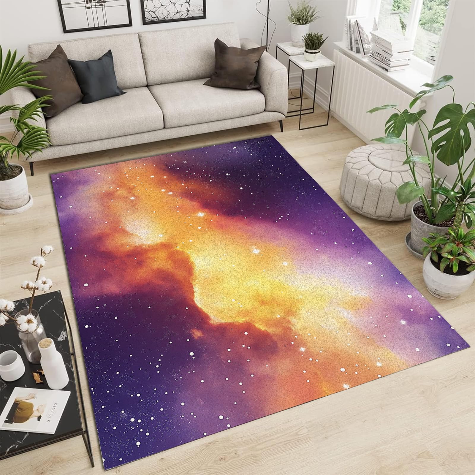 Tapis de salon galaxie 120x180cm moderne design espace pour chambre adulte
