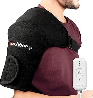 Comfytemp Shoulder Heating Pads for Rotator Cuff Pain Relief - Heated Shoulder Wrap Brace with 3 Heat Settings, 2H Auto-Off-Heating Pad for Frozen Shoulder - Ideal Gift for Mom, Women and Men (Black)