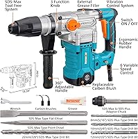 Vista 2 de Berserker 1-9/16" SDS-Max Heavy Duty Rotary Hammer Drill with Vibration Control,Safety Clutch,13 Amp 3 Functions Demolition Rotomartillo for