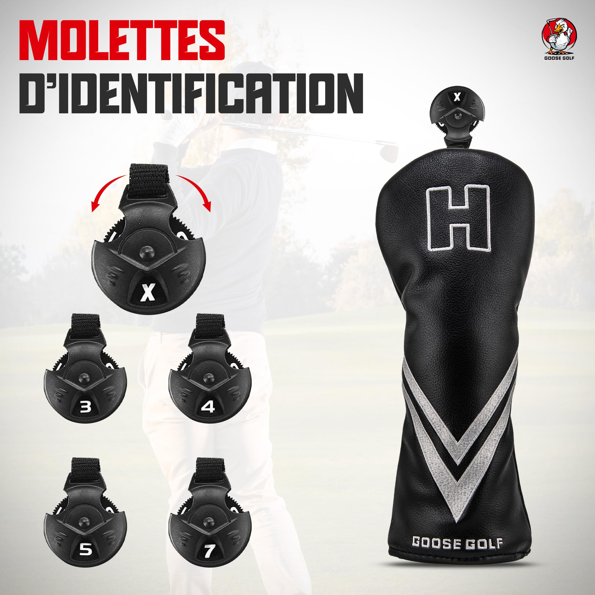 Couvre-Clubs de Golf pour Driver Bois Hybride | Compatible Toutes Marques | Fermeture élastique