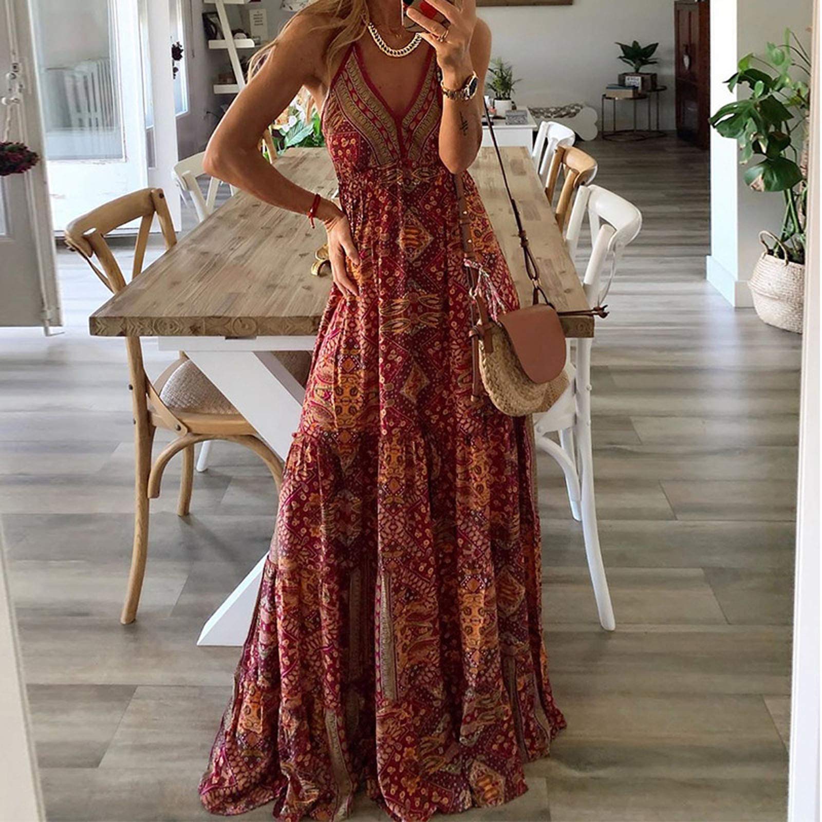 bohemian skater dress Orange Blossom Printed Cotton Sonia Skater Dress Large