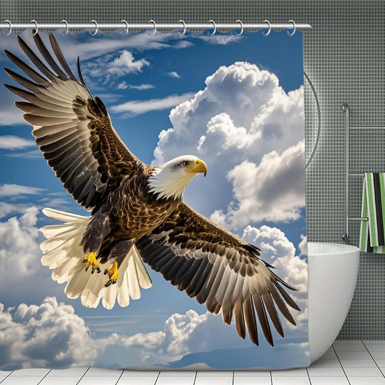 FekiLoot an Eagle Shower Curtain Minimalist Thick Bathroom Curtain Washable Modern Bathroom Shower Curtain Heavy Duty Waterproof Cloth Bath Curtain with Hooks 70.8"x70.8"