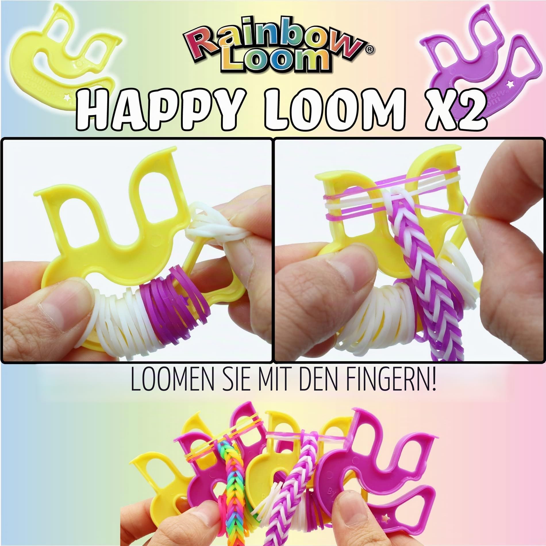 Rainbow Loom Treasure Box Sparkle Edition,8.000 Gummibänder in 8 verschiedenen glitzernden Farben,und ein Bonus von 2 Happy Looms,tolle Aktivitäten für Jungen Mädchen ab 7 Jahren, multi, B0337