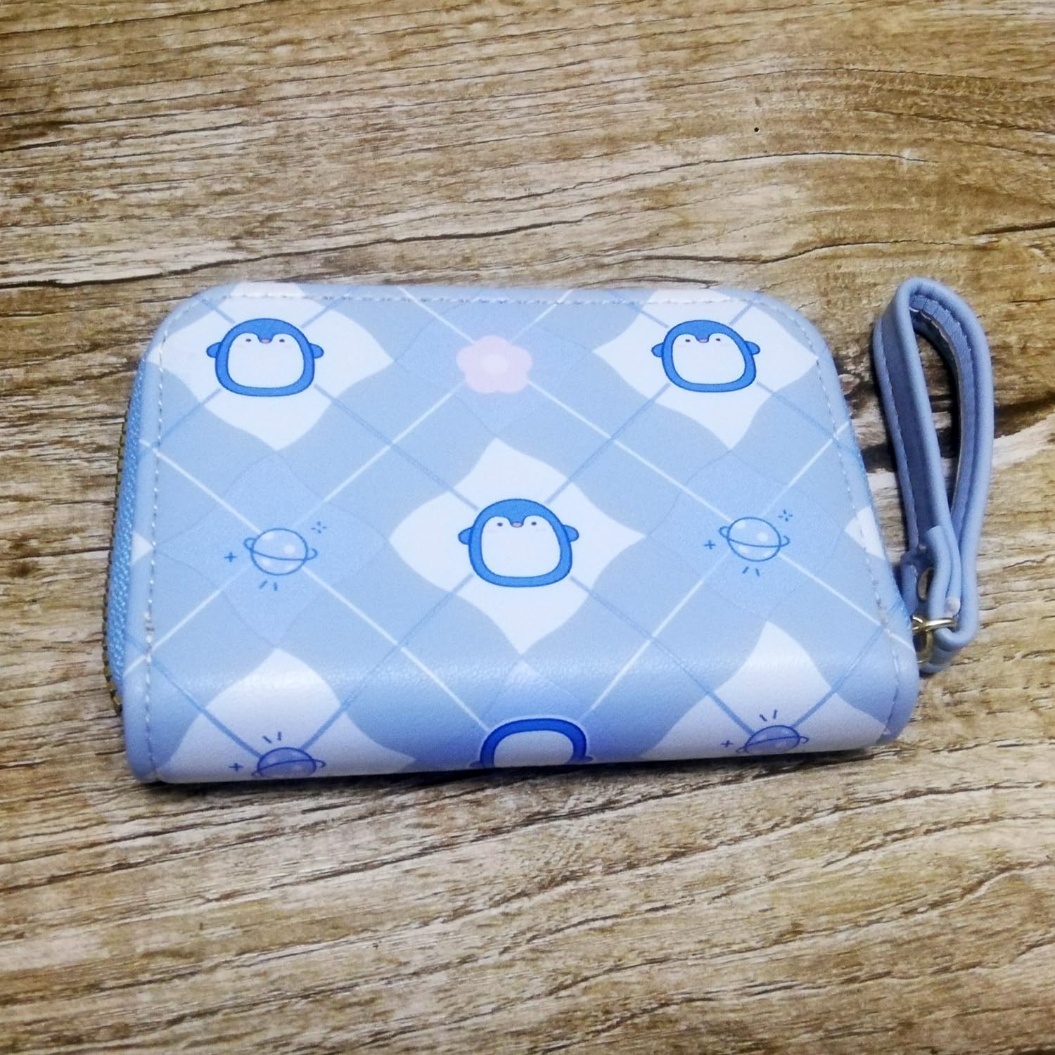 Small Credit Card Wallet, Cute Coin Purse Change Pocket for Girls Female, Zipper Cards Holder with Wristlet, Women’s Gift on Birthday Christmas Valentine's Day New Year (Blue)