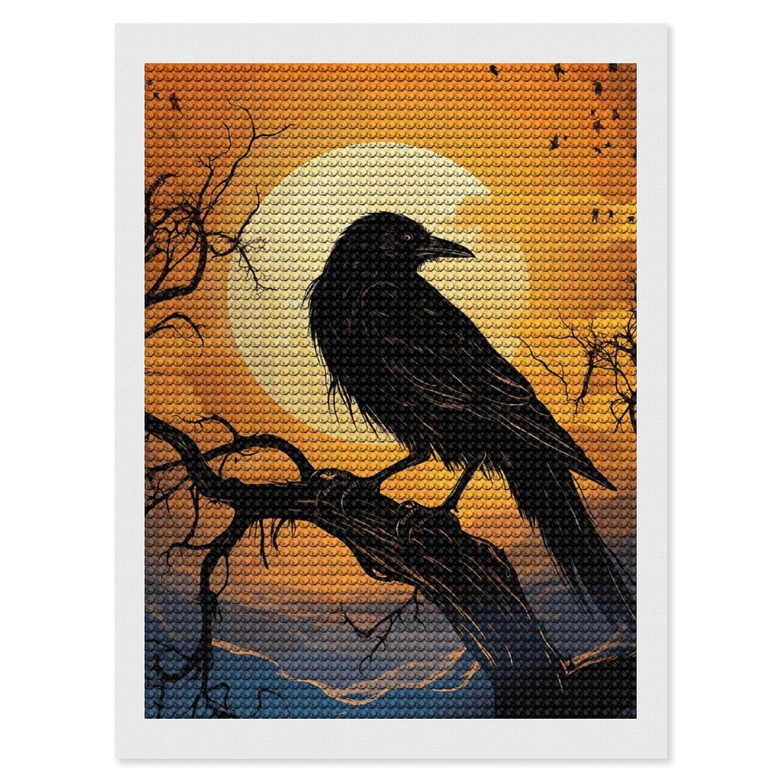 NONHAI Diamond Painting Kits for Adults - DIY Diamond Art Kits for Beginners - Full 5D Paint Drill Diamond Dots Paintings- Crow Diamonds Pictures Gem Art and Craft Wall Decor 12"x16"