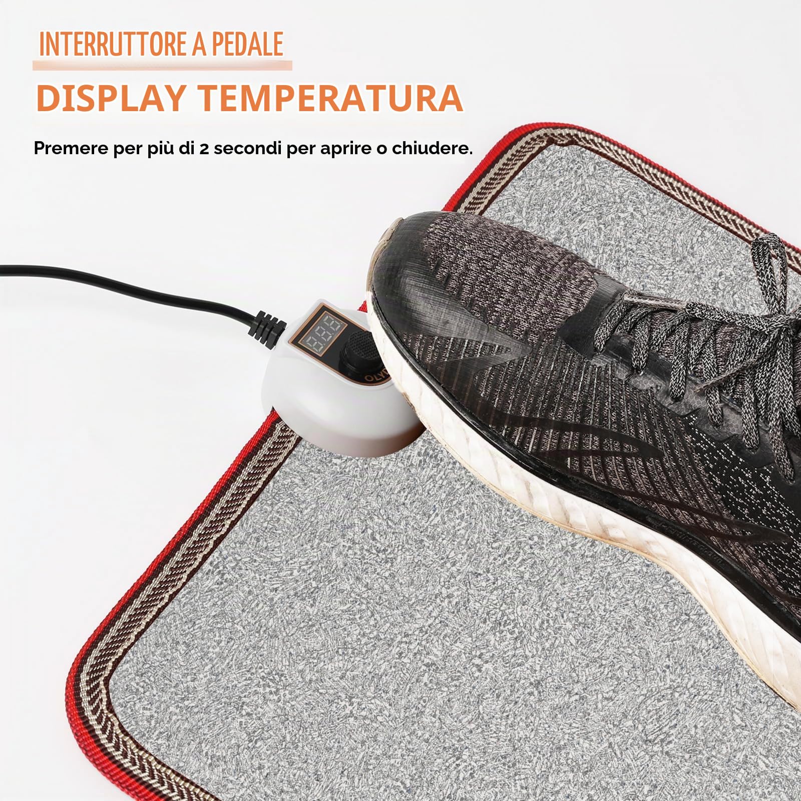 230 V scaldapiedi con termostato – Riscaldamento elettrico a pavimento con spegnimento automatico – evitare piedi freddi per ufficio e casa (motivo pietra)